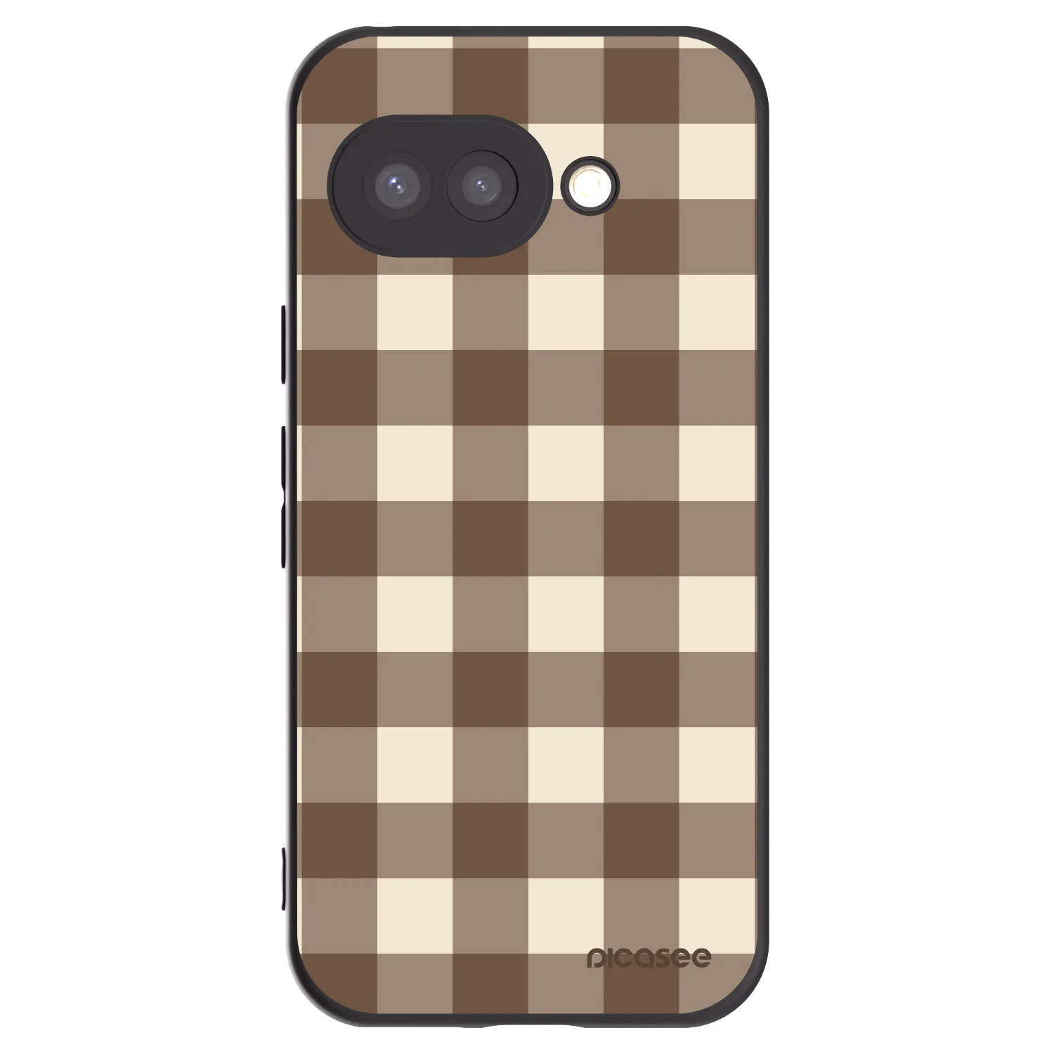 Picasee Μαύρη θήκη σιλικόνης για Google Pixel 9a - Brown grid