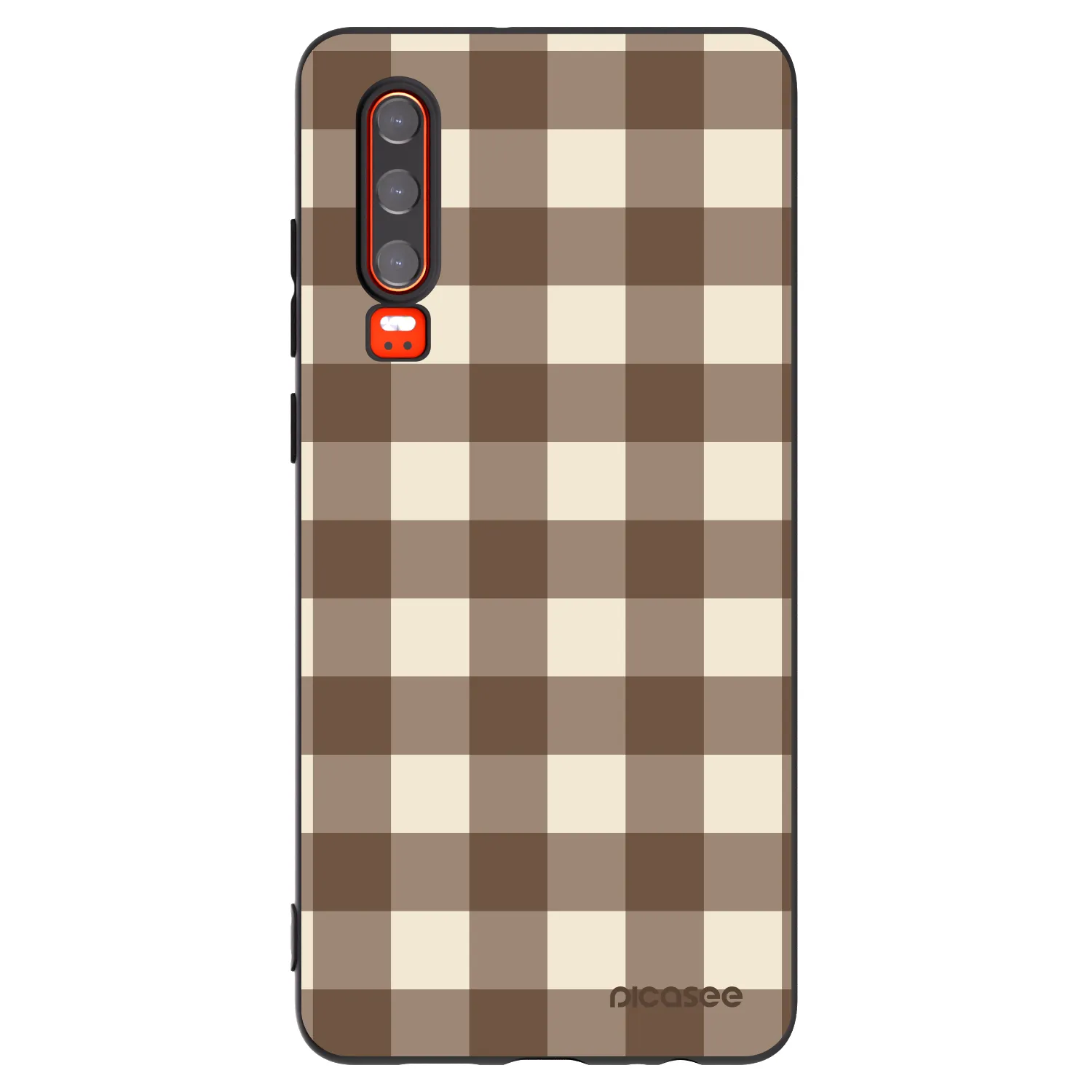 Picasee Μαύρη θήκη σιλικόνης για Huawei P30 - Brown grid