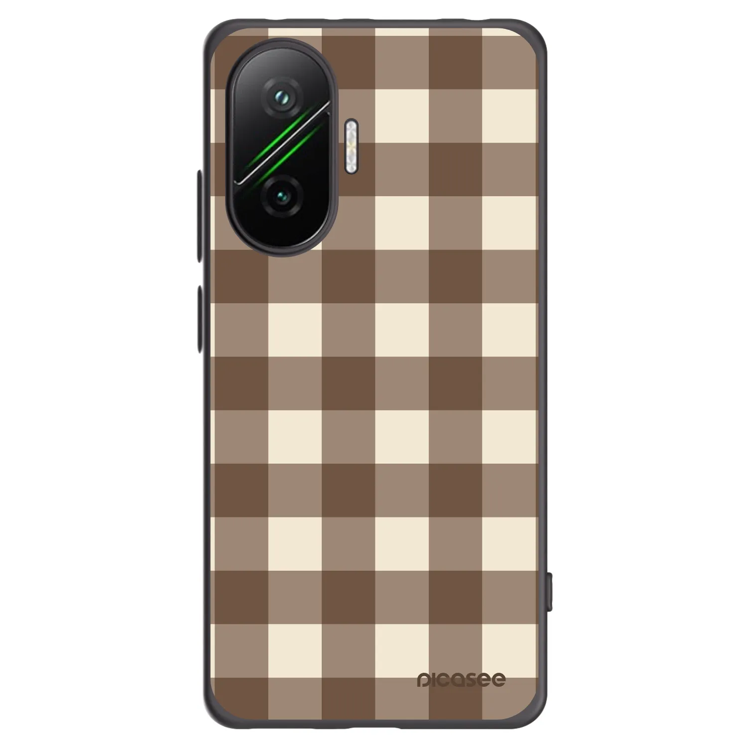 Picasee Μαύρη θήκη σιλικόνης για Xiaomi Poco F7 5G - Brown grid