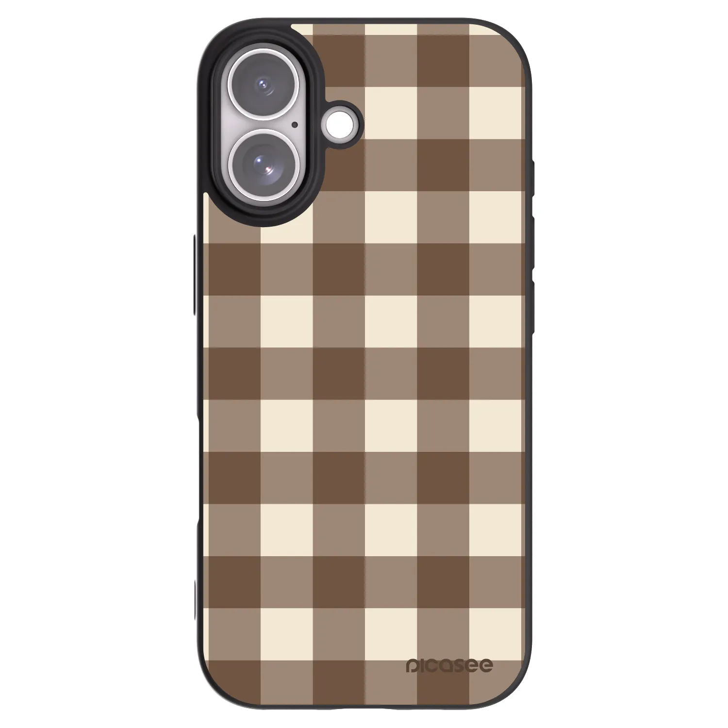 Picasee Μαύρη θήκη σιλικόνης για Apple iPhone 17 - Brown grid