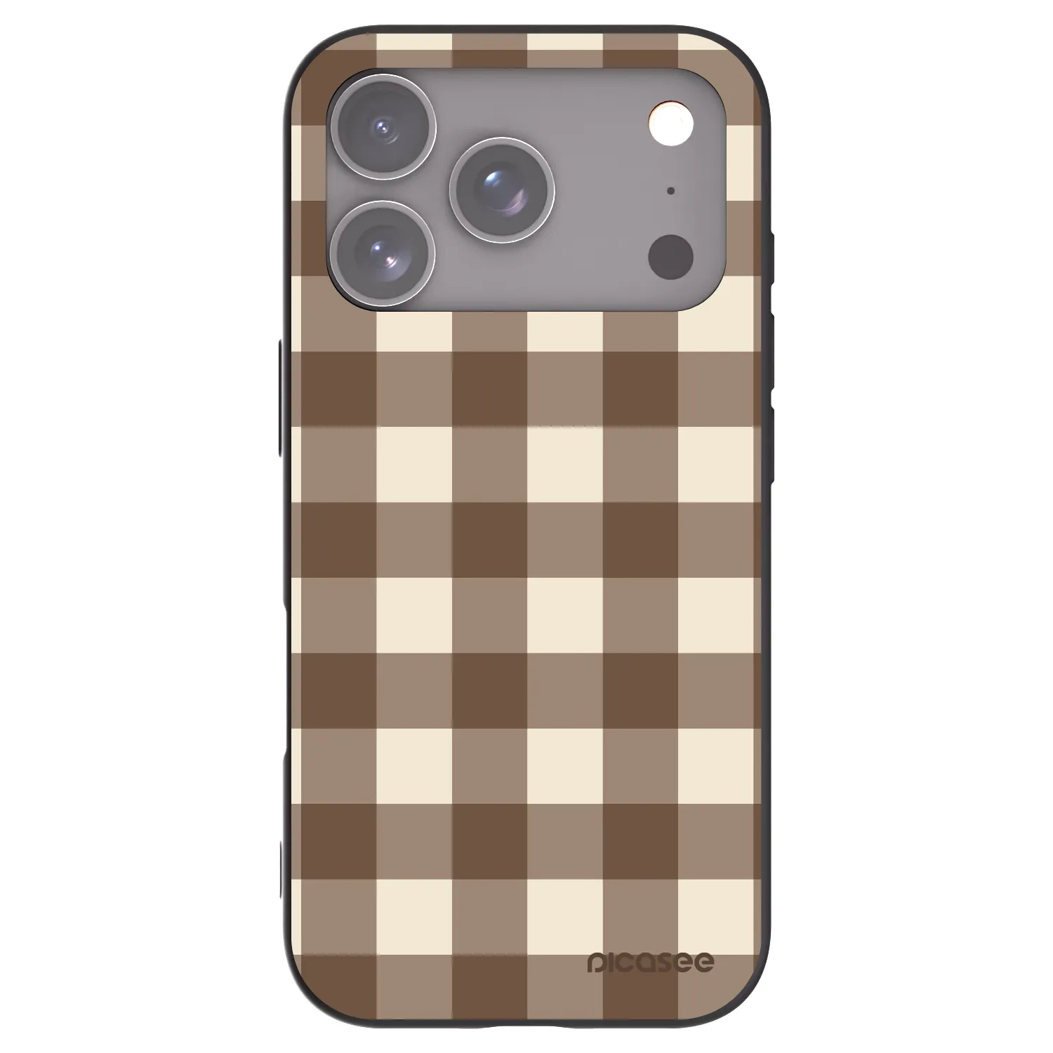 Picasee Μαύρη θήκη σιλικόνης για Apple iPhone 17 Pro - Brown grid