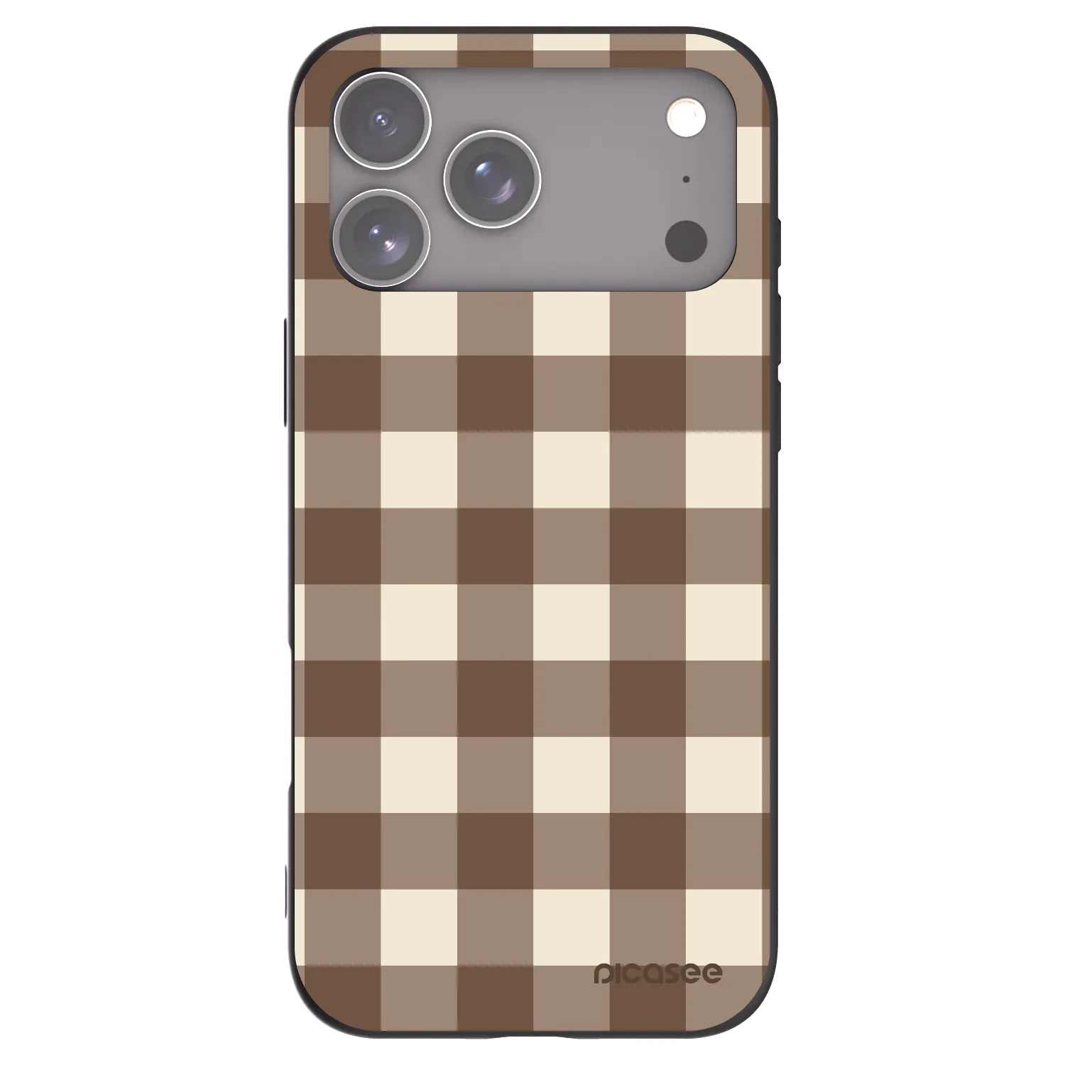 Picasee Μαύρη θήκη σιλικόνης για Apple iPhone 17 Pro Max - Brown grid