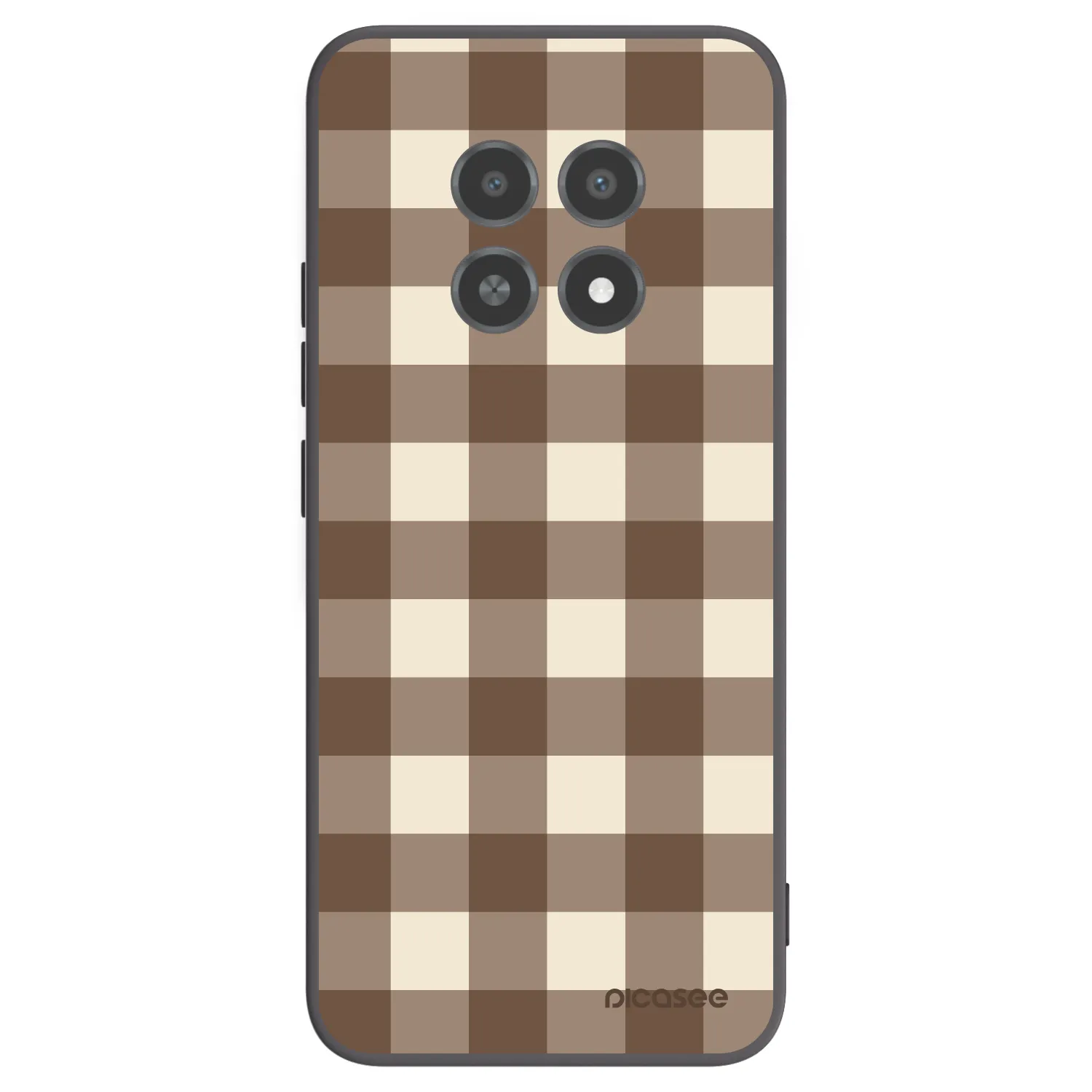 Picasee Μαύρη θήκη σιλικόνης για Realme 12X - Brown grid