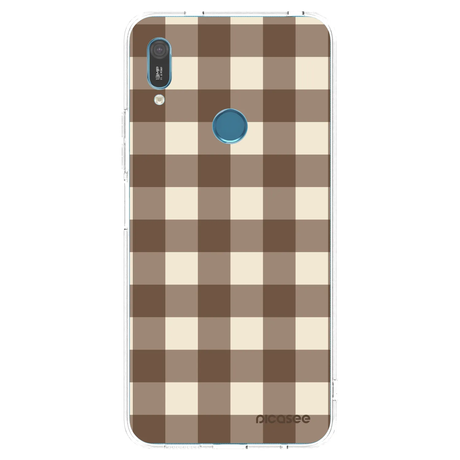 Picasee διαφανής θήκη σιλικόνης Huawei Y6 2019 - Brown grid