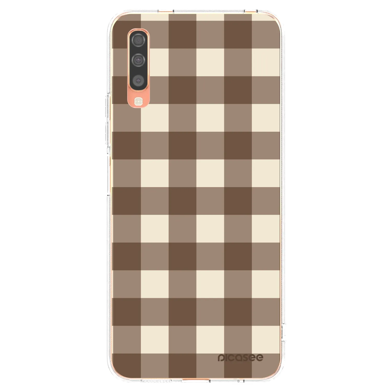 Picasee διαφανής θήκη σιλικόνης Samsung Galaxy A70 A705F - Brown grid