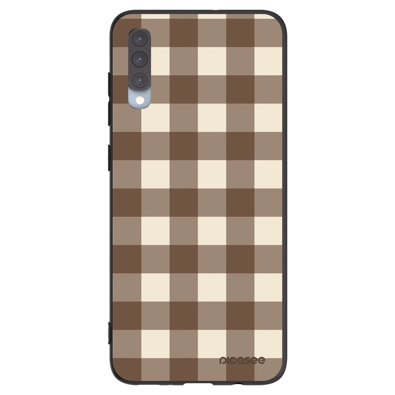 Picasee Μαύρη θήκη σιλικόνης για Samsung Galaxy A70 A705F - Brown grid