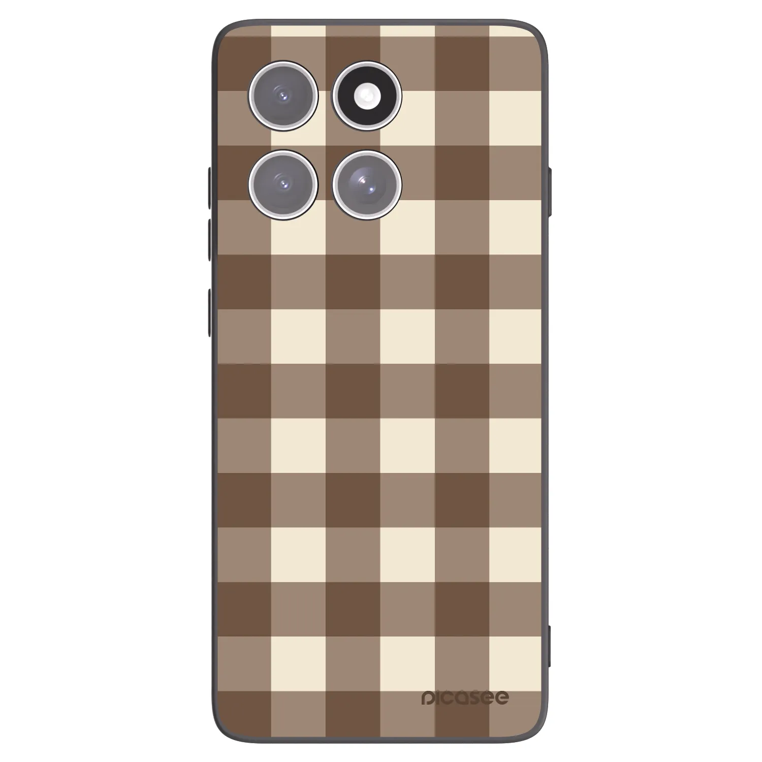 Picasee Μαύρη θήκη σιλικόνης για Motorola Edge 60 Pro - Brown grid