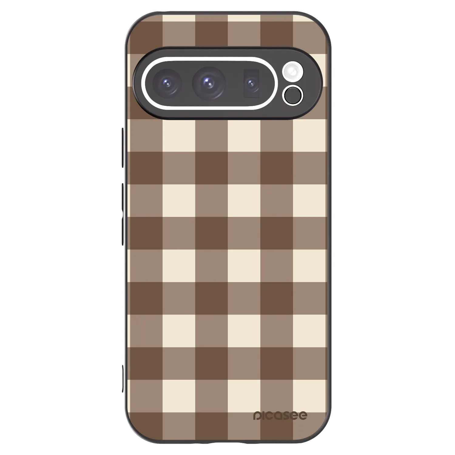 Picasee Μαύρη θήκη σιλικόνης για Google Pixel 9 Pro XL - Brown grid