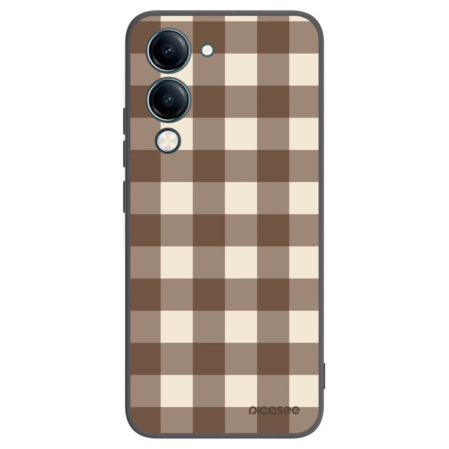 Picasee Μαύρη θήκη σιλικόνης για Vivo Y29s 5G - Brown grid