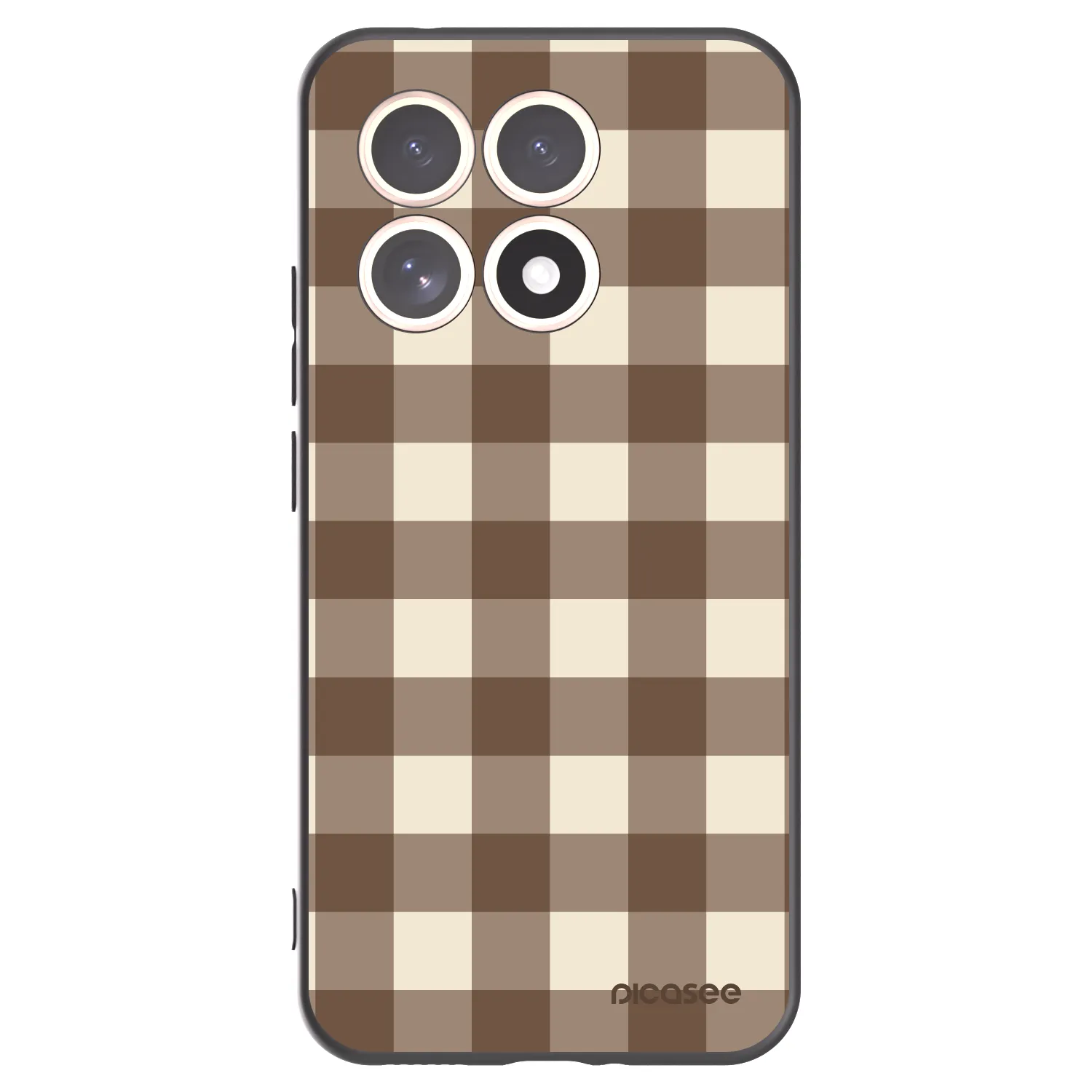 Picasee Μαύρη θήκη σιλικόνης για Xiaomi 15T - Brown grid