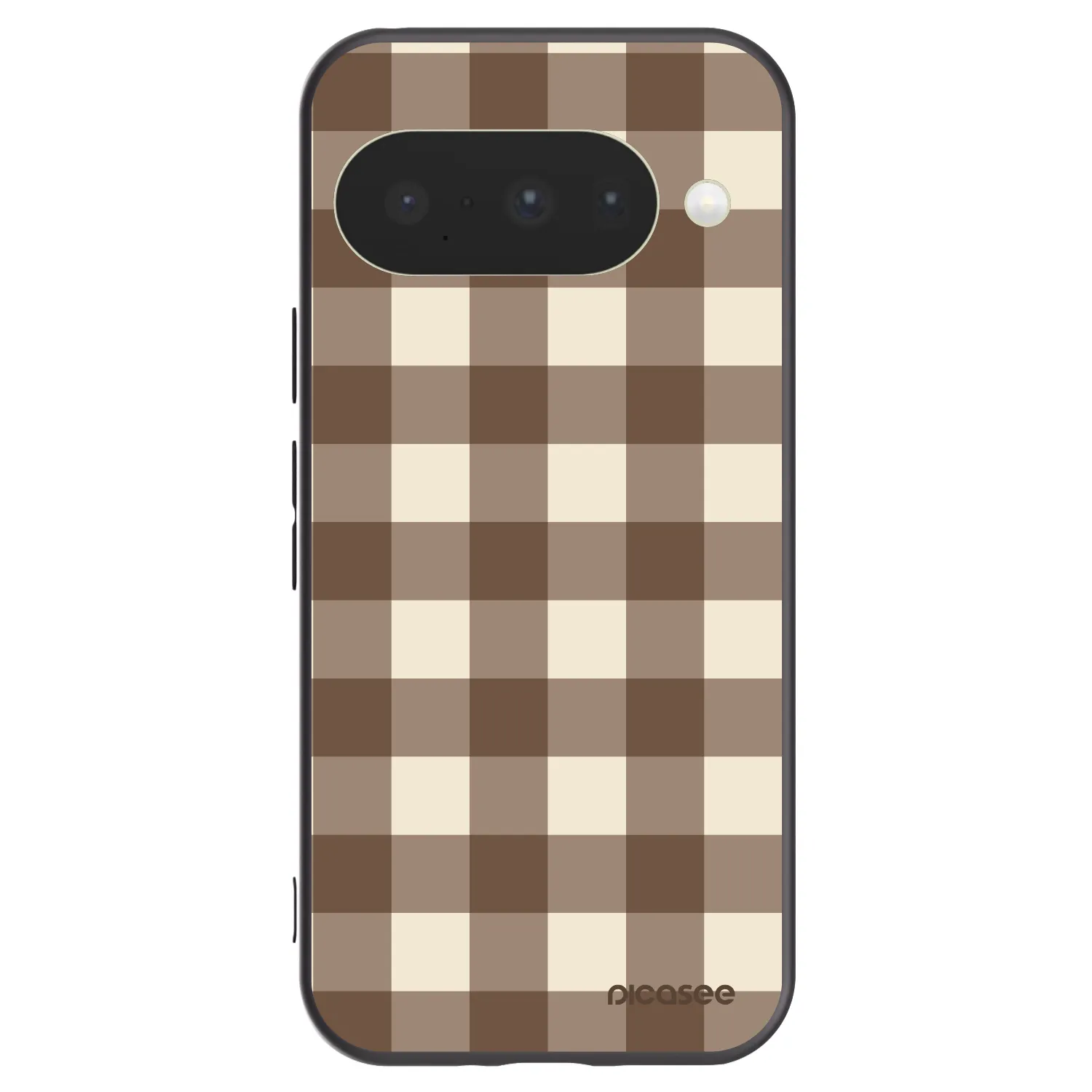 Picasee Μαύρη θήκη σιλικόνης για Google Pixel 10 - Brown grid