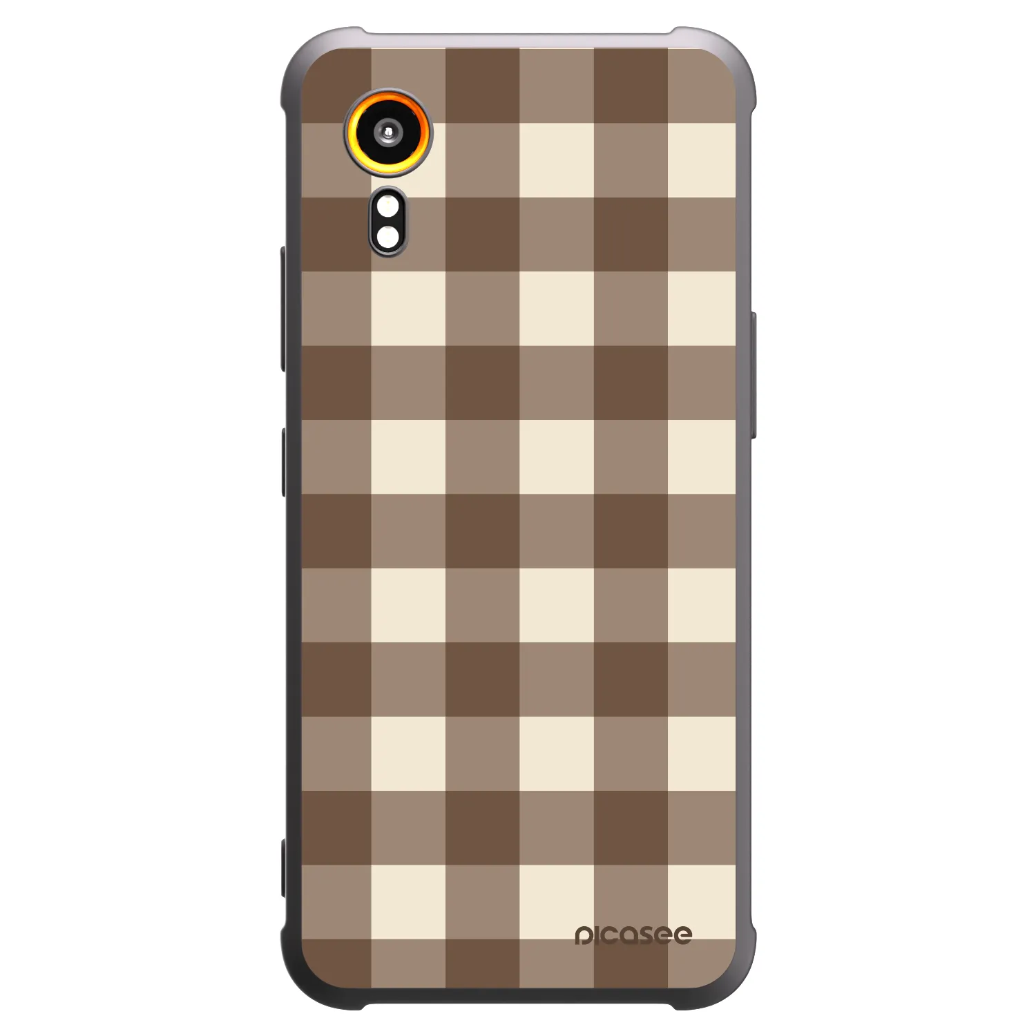 Picasee Μαύρη θήκη σιλικόνης για Samsung Galaxy XCover 7 - Brown grid