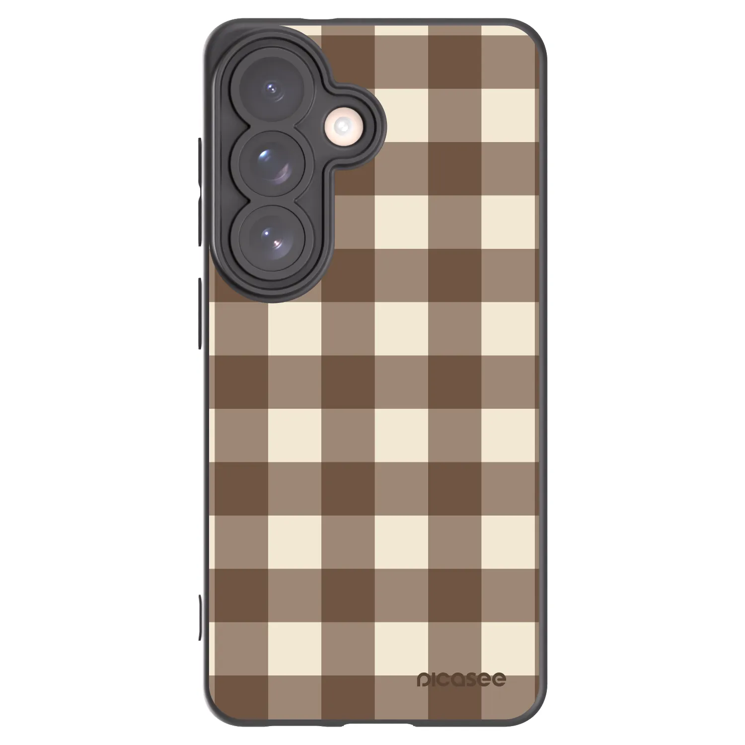 Picasee Μαύρη θήκη σιλικόνης για Samsung Galaxy S26 - Brown grid
