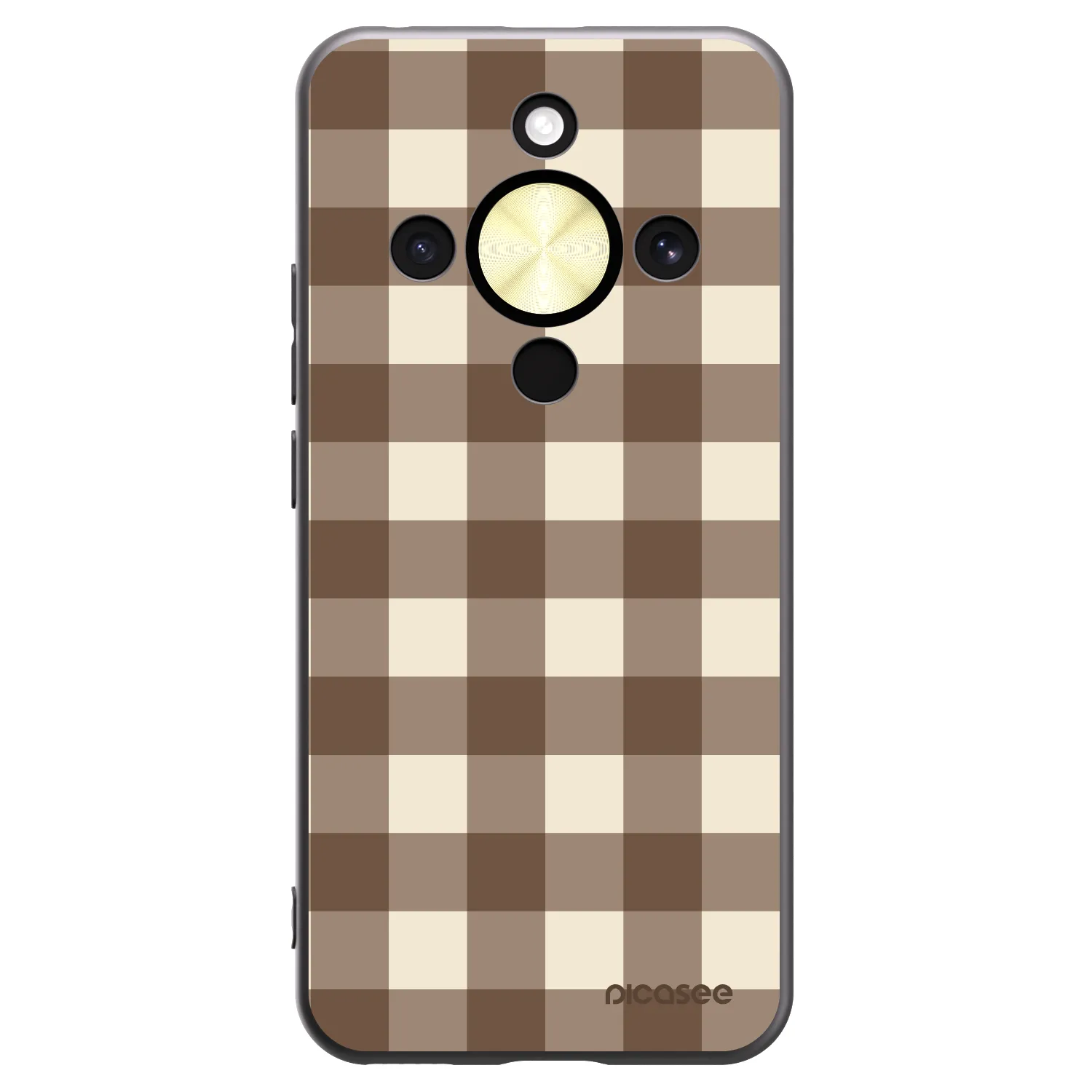 Picasee Μαύρη θήκη σιλικόνης για Honor Magic8 Lite 5G - Brown grid