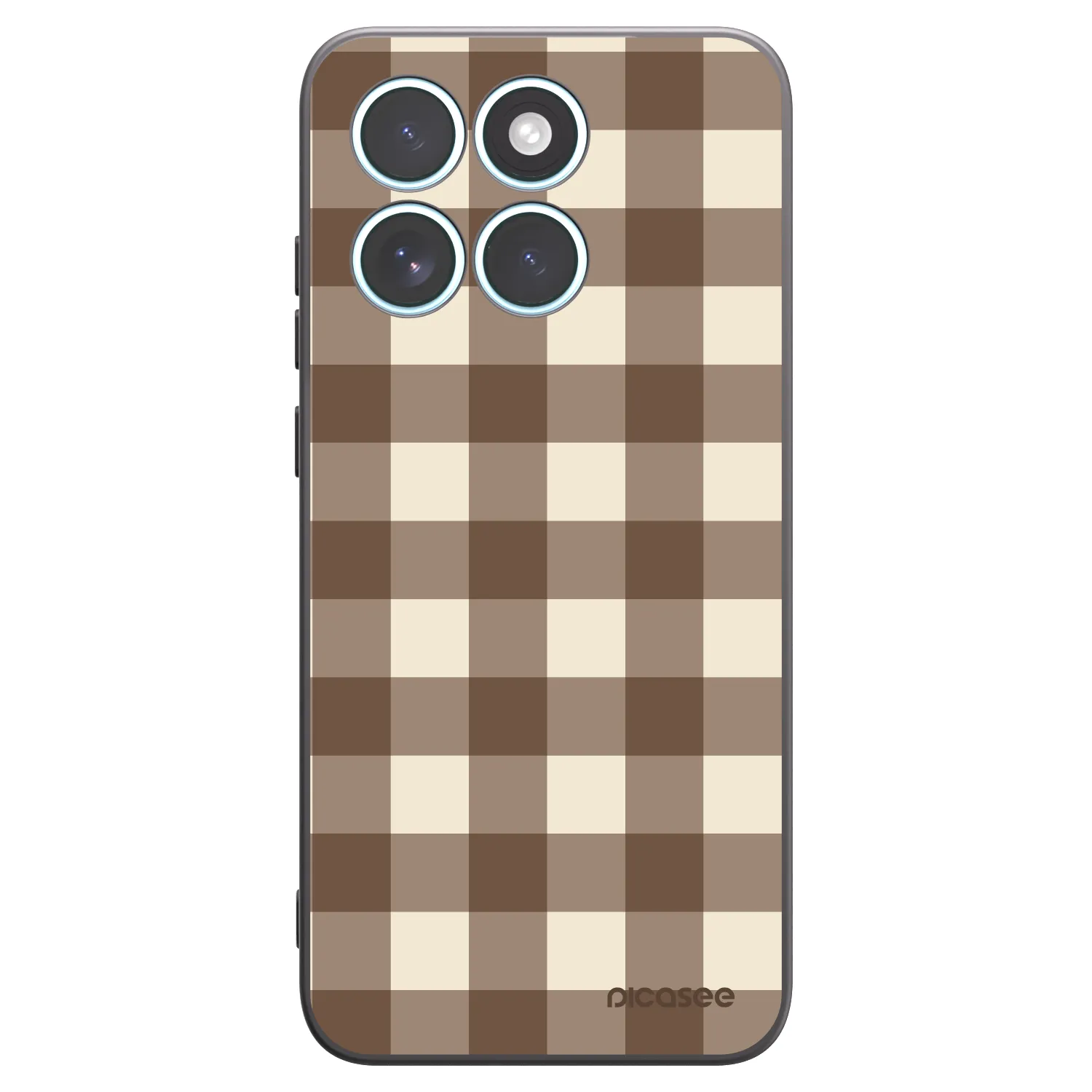 Picasee Μαύρη θήκη σιλικόνης για Motorola Edge 70 Fusion - Brown grid
