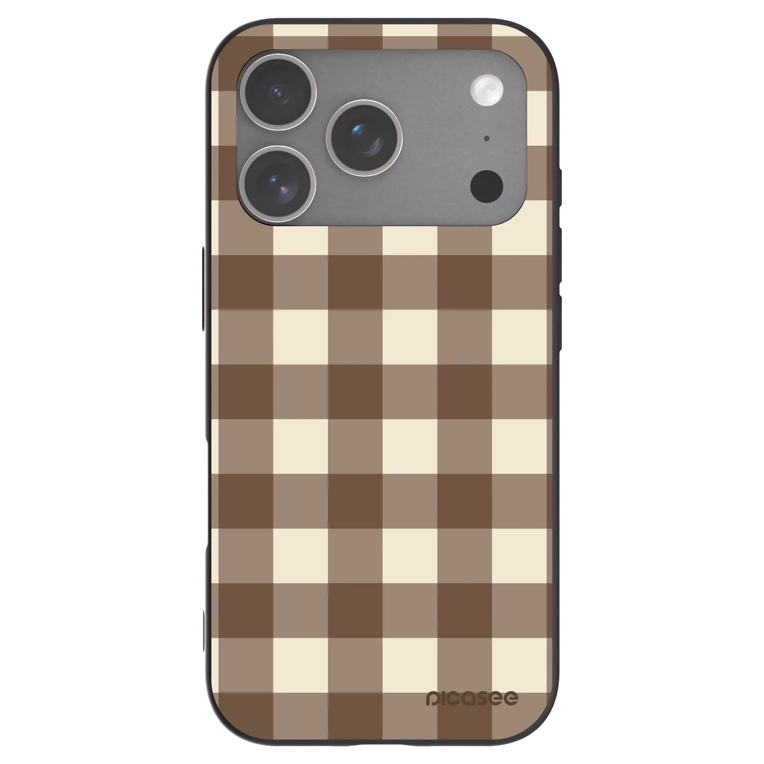 Picasee Μαύρη θήκη σιλικόνης για Apple iPhone 18 Pro - Brown grid
