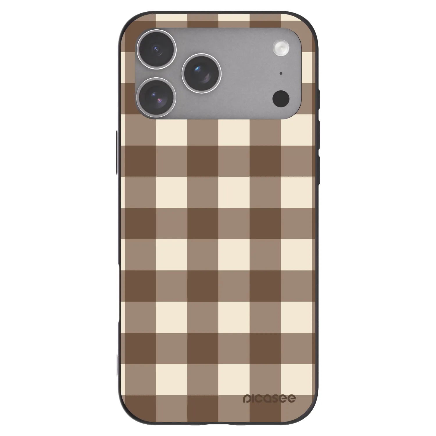 Picasee Μαύρη θήκη σιλικόνης για Apple iPhone 18 Pro Max - Brown grid