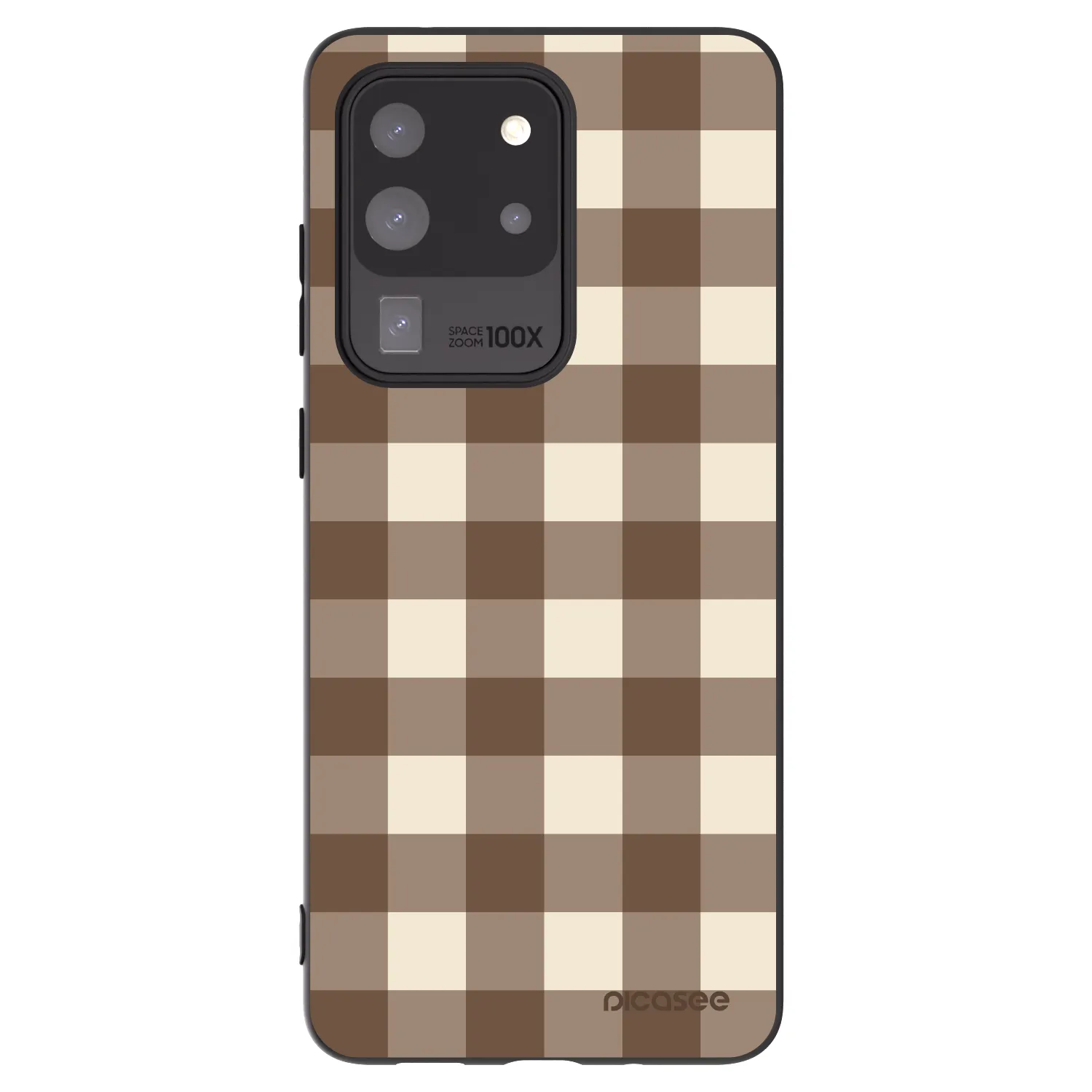 Picasee Μαύρη θήκη σιλικόνης για Samsung Galaxy S20 Ultra 5G G988F - Brown grid