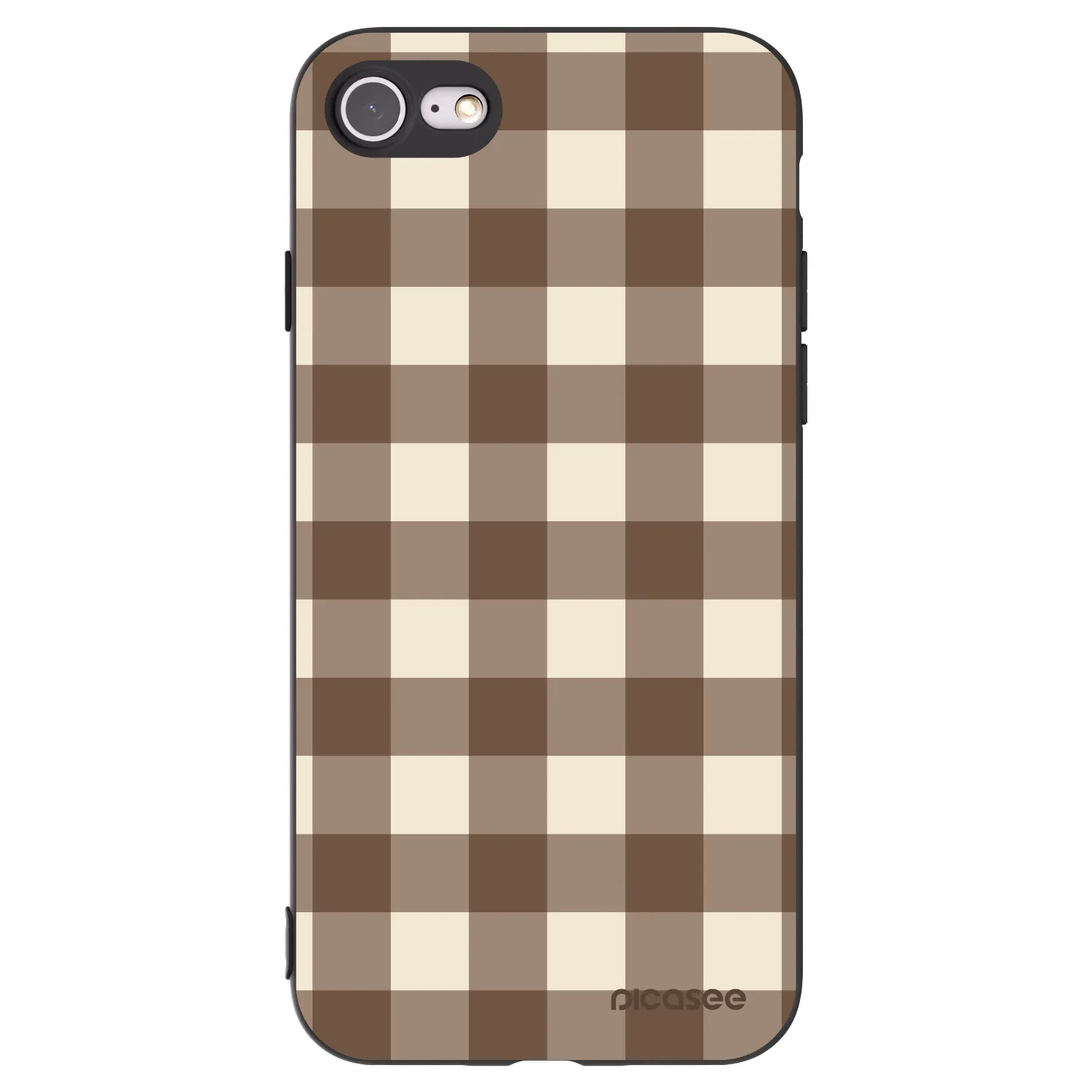 Picasee Μαύρη θήκη σιλικόνης για Apple iPhone SE 2020 - Brown grid