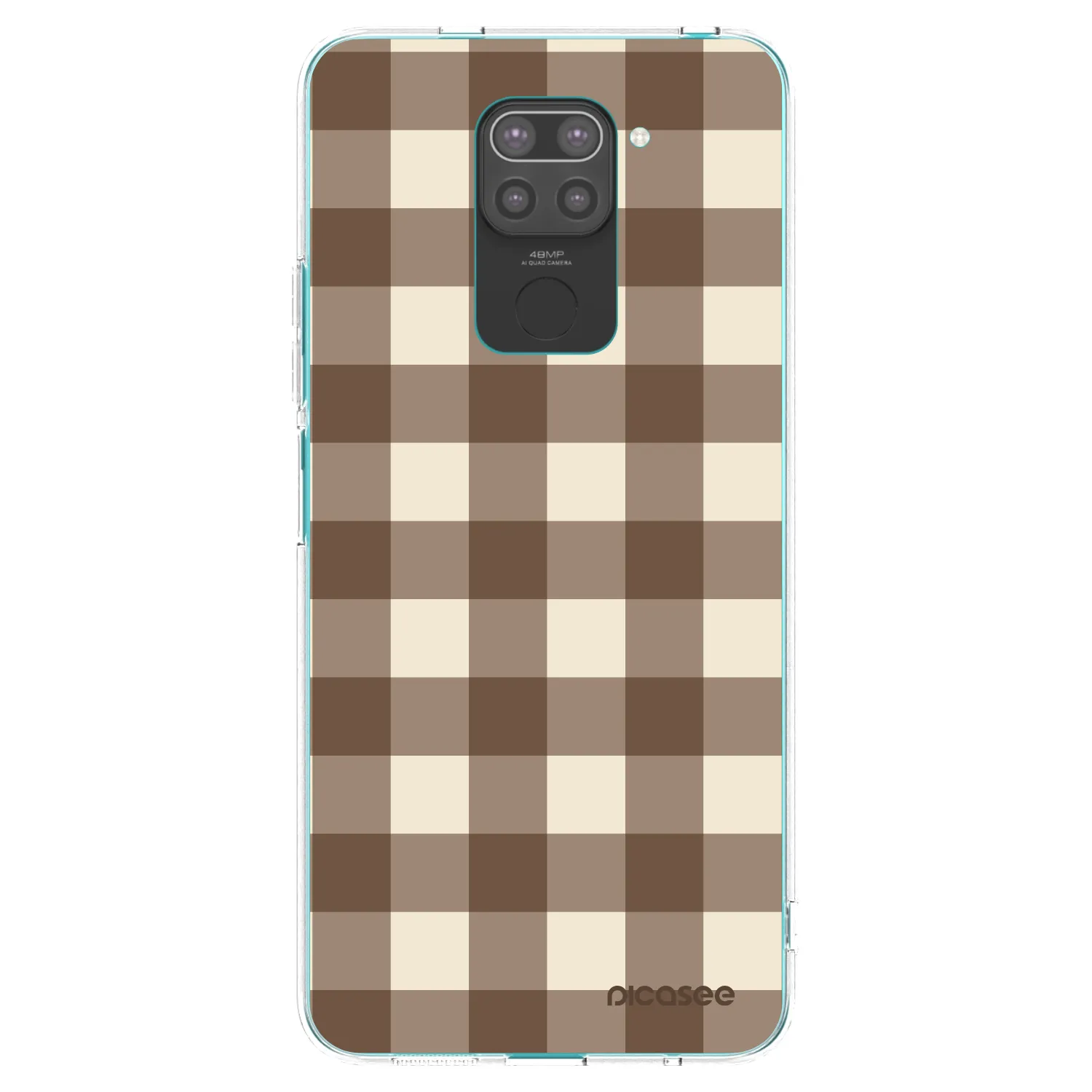 Picasee Μαύρη θήκη σιλικόνης για Xiaomi Redmi Note 9 - Brown grid