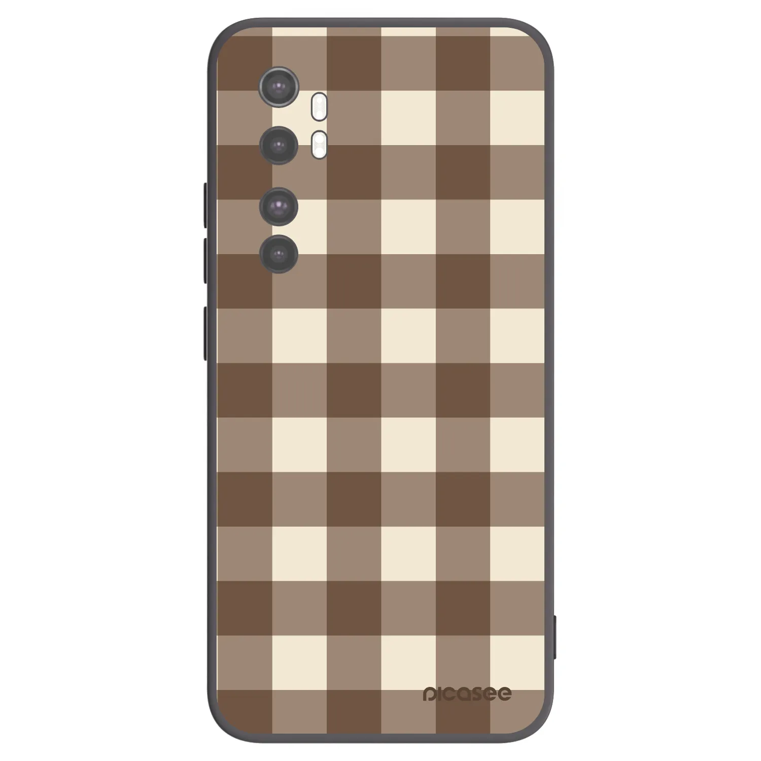 Picasee Μαύρη θήκη σιλικόνης για Xiaomi Mi Note 10 Lite - Brown grid
