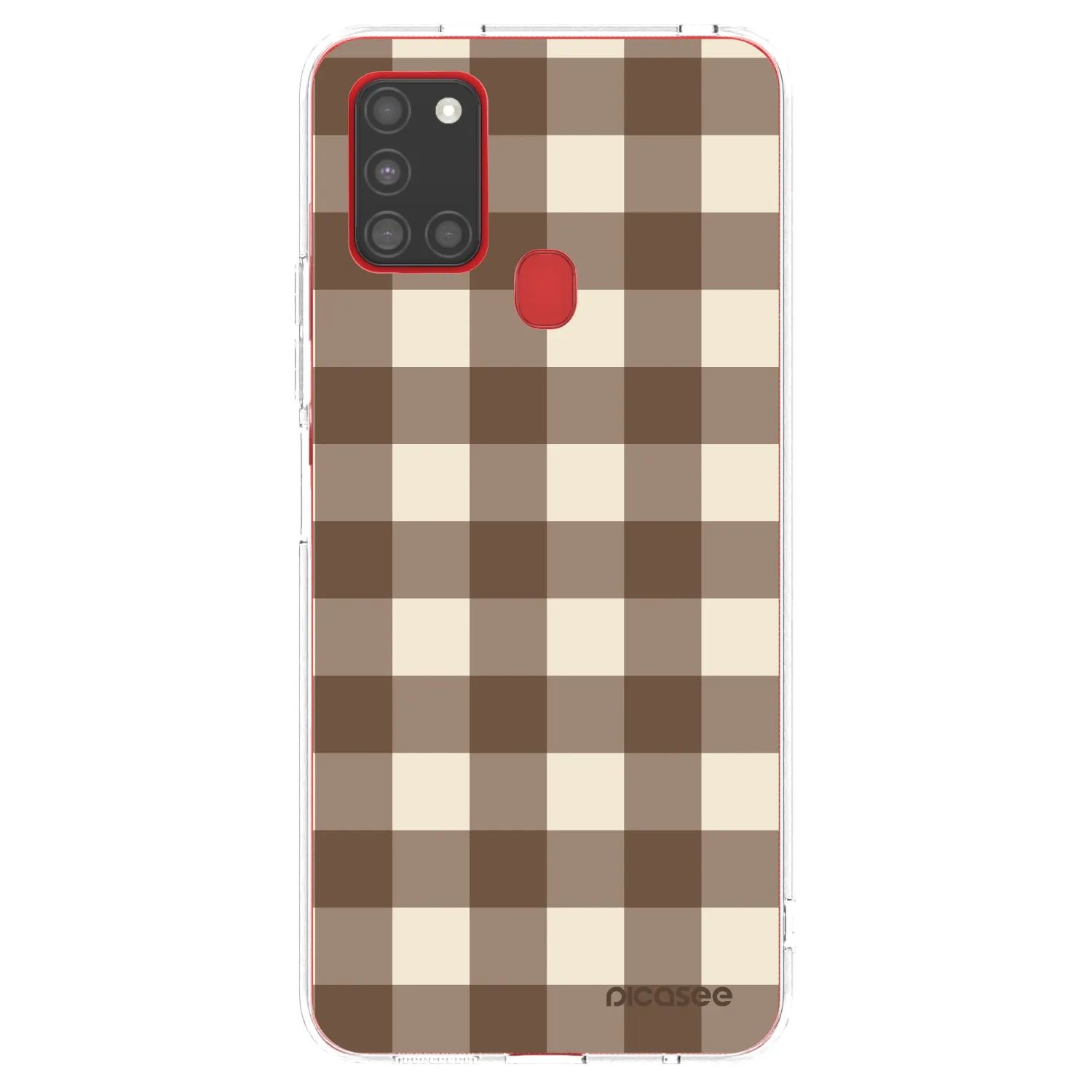 Picasee διαφανής θήκη σιλικόνης Samsung Galaxy A21s - Brown grid
