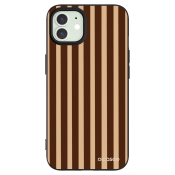 Picasee Μαύρη θήκη σιλικόνης για Apple iPhone 12 - Brown lines
