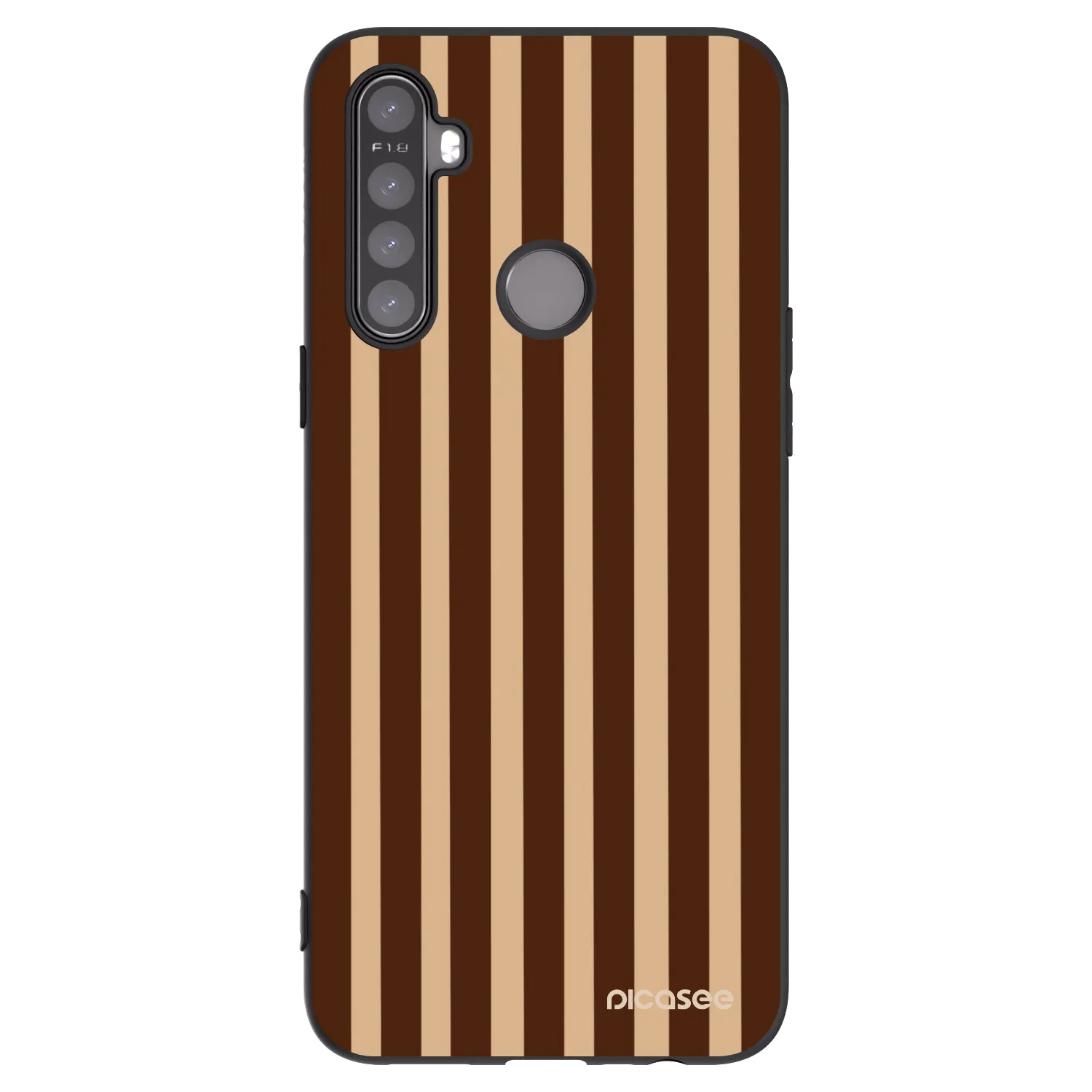 Picasee Μαύρη θήκη σιλικόνης για Realme 5 - Brown lines