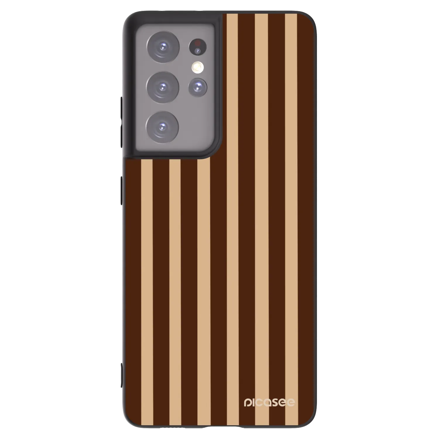 Picasee Μαύρη θήκη σιλικόνης για Samsung Galaxy S21 Ultra 5G G998B - Brown lines