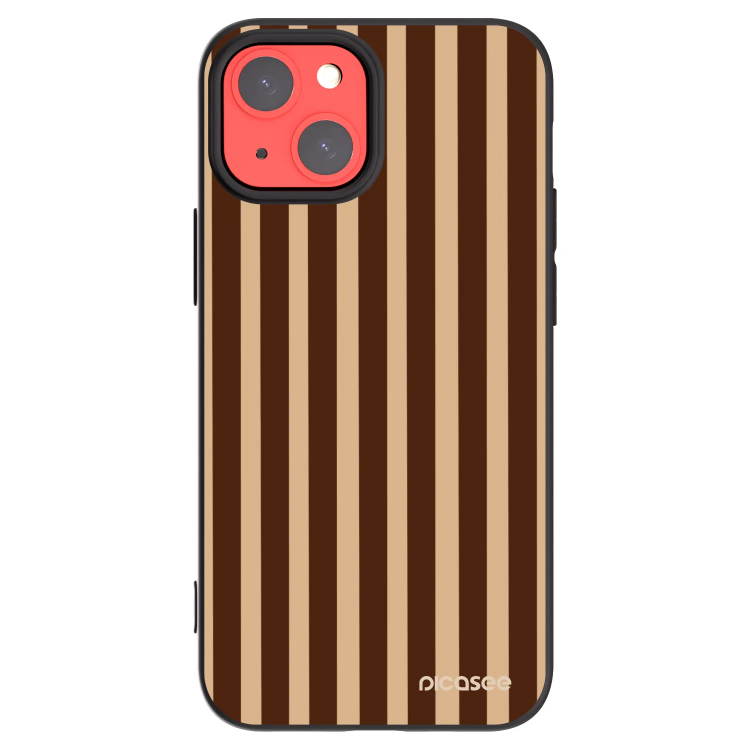 Picasee Μαύρη θήκη σιλικόνης για Apple iPhone 13 mini - Brown lines