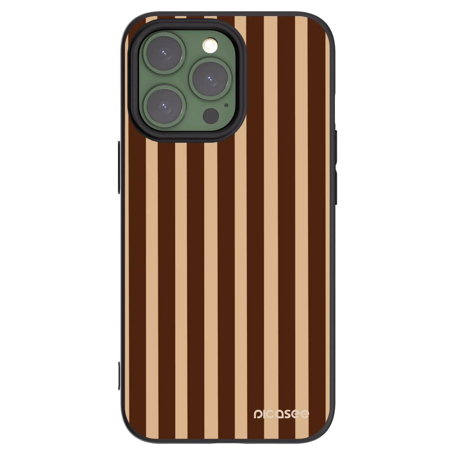 Picasee Μαύρη θήκη σιλικόνης για Apple iPhone 13 Pro - Brown lines