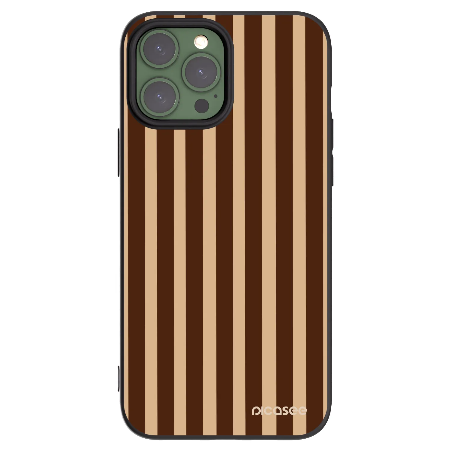 Picasee Μαύρη θήκη σιλικόνης για Apple iPhone 13 Pro Max - Brown lines