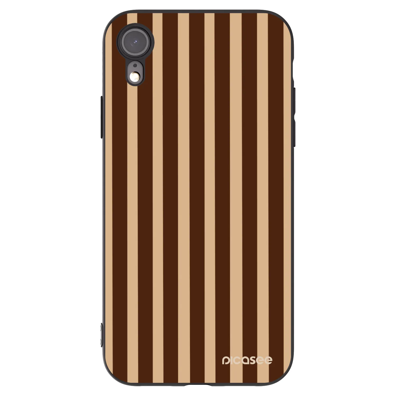 Picasee Μαύρη θήκη σιλικόνης για Apple iPhone XR - Brown lines