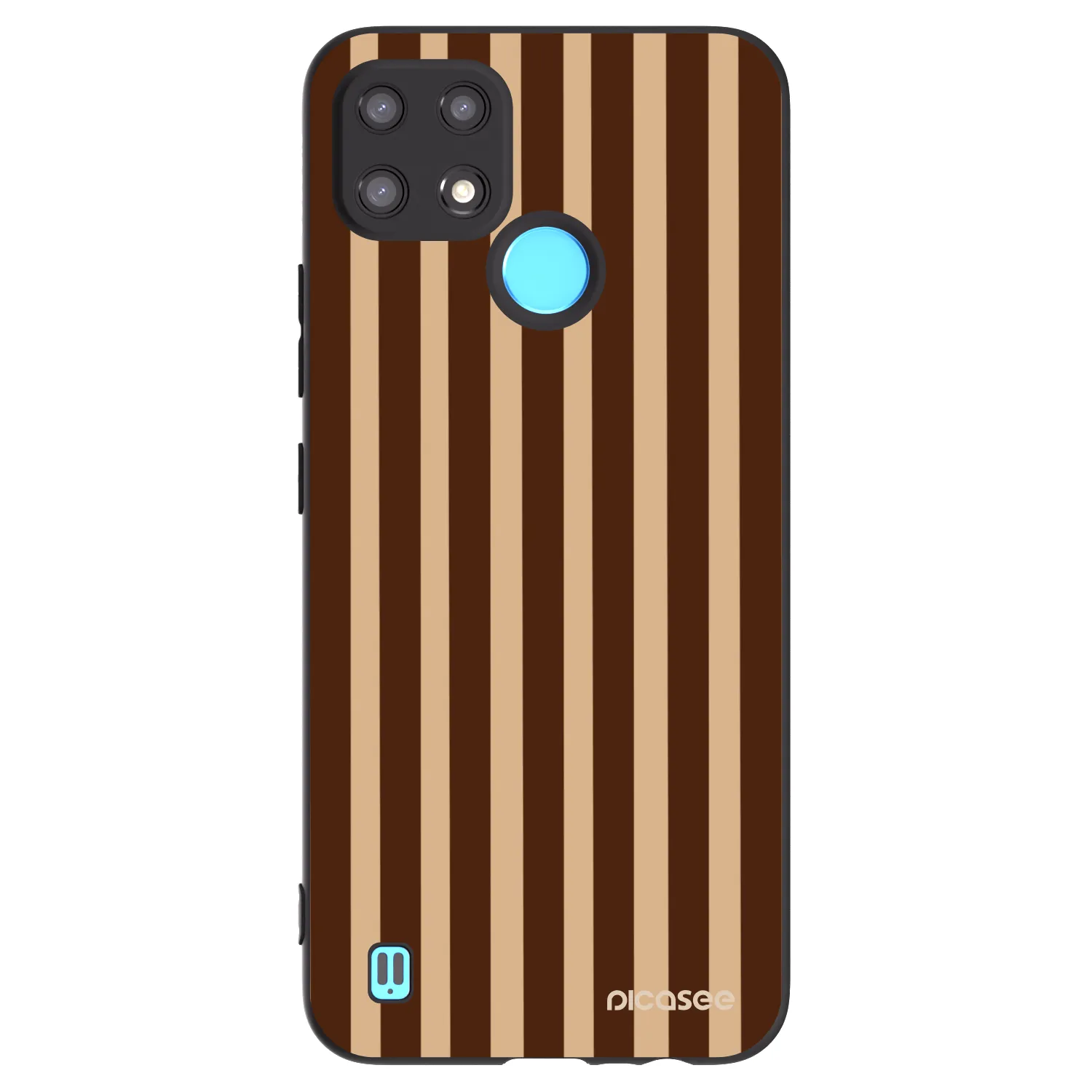 Picasee Μαύρη θήκη σιλικόνης για Realme C21 - Brown lines