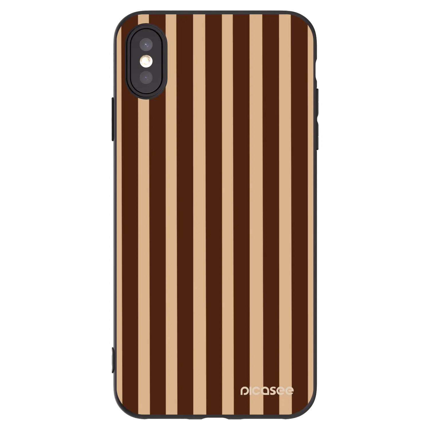 Picasee Μαύρη θήκη σιλικόνης για Apple iPhone XS Max - Brown lines