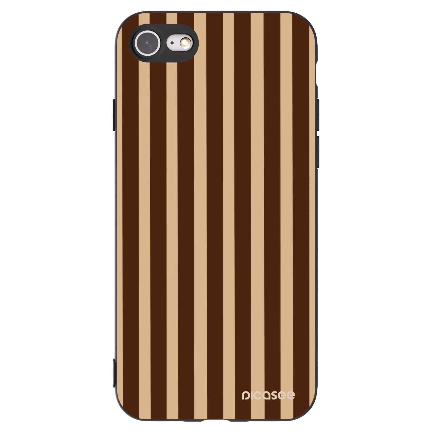 Picasee Μαύρη θήκη σιλικόνης για Apple iPhone SE 2022 - Brown lines