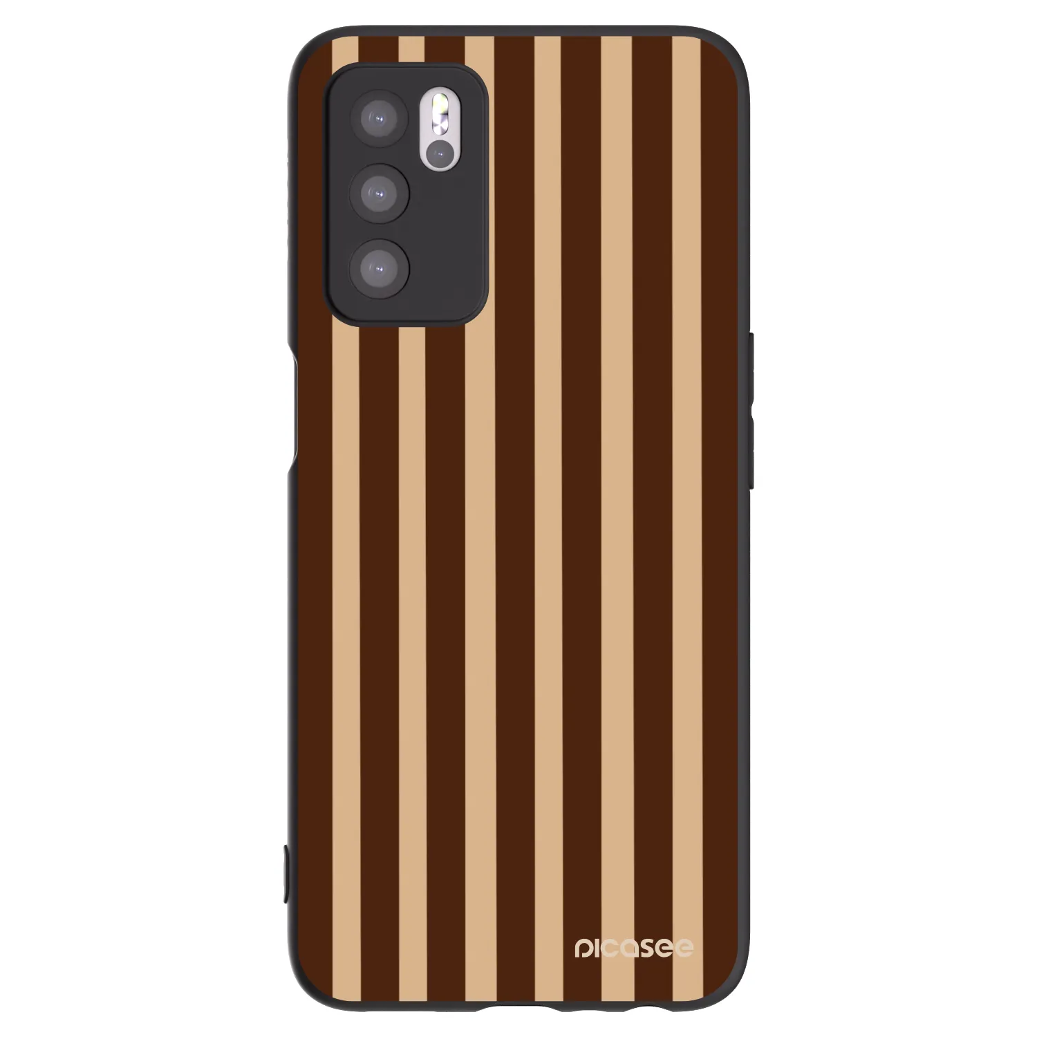 Picasee Μαύρη θήκη σιλικόνης για OPPO A16s - Brown lines