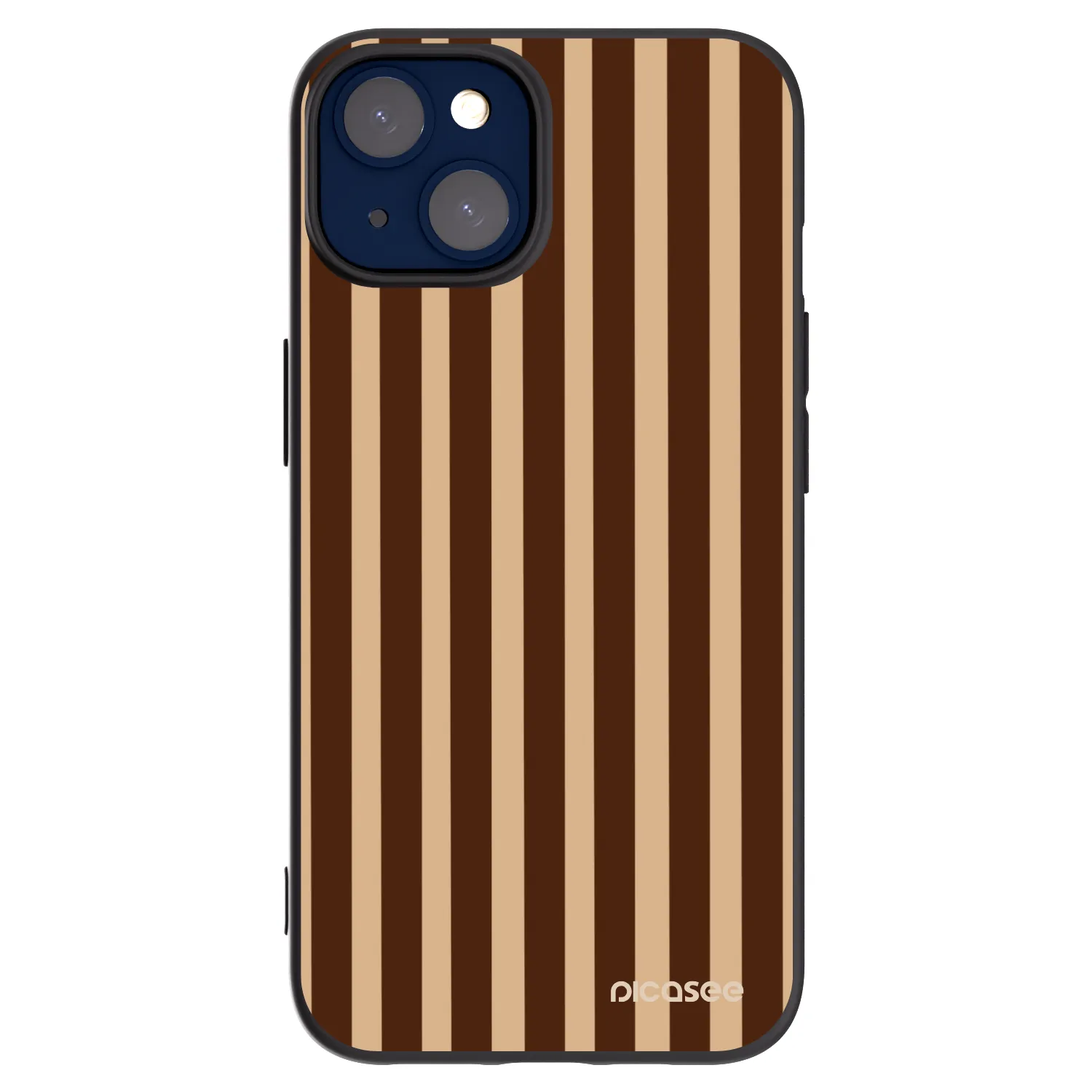 Picasee Μαύρη θήκη σιλικόνης για Apple iPhone 14 - Brown lines