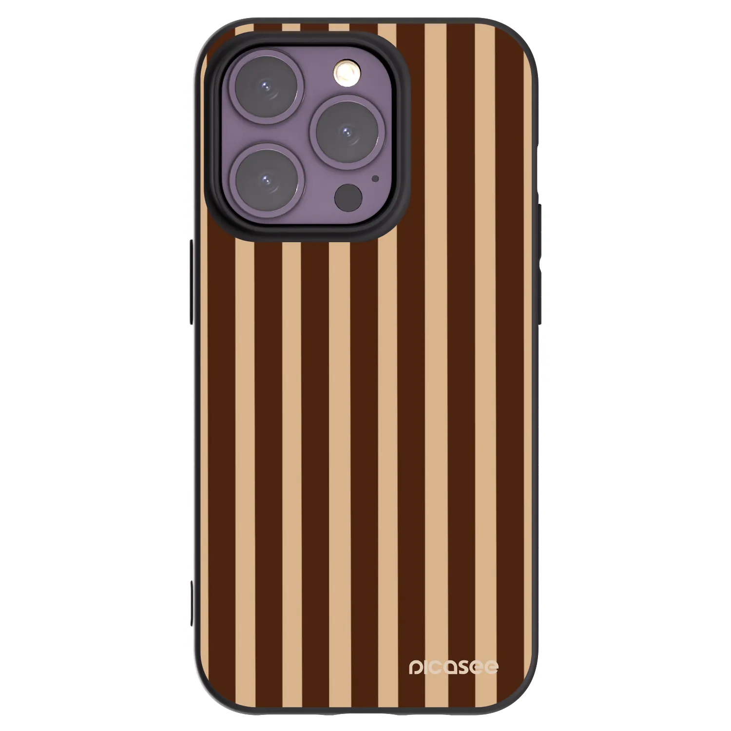 Picasee Μαύρη θήκη σιλικόνης για Apple iPhone 14 Pro - Brown lines