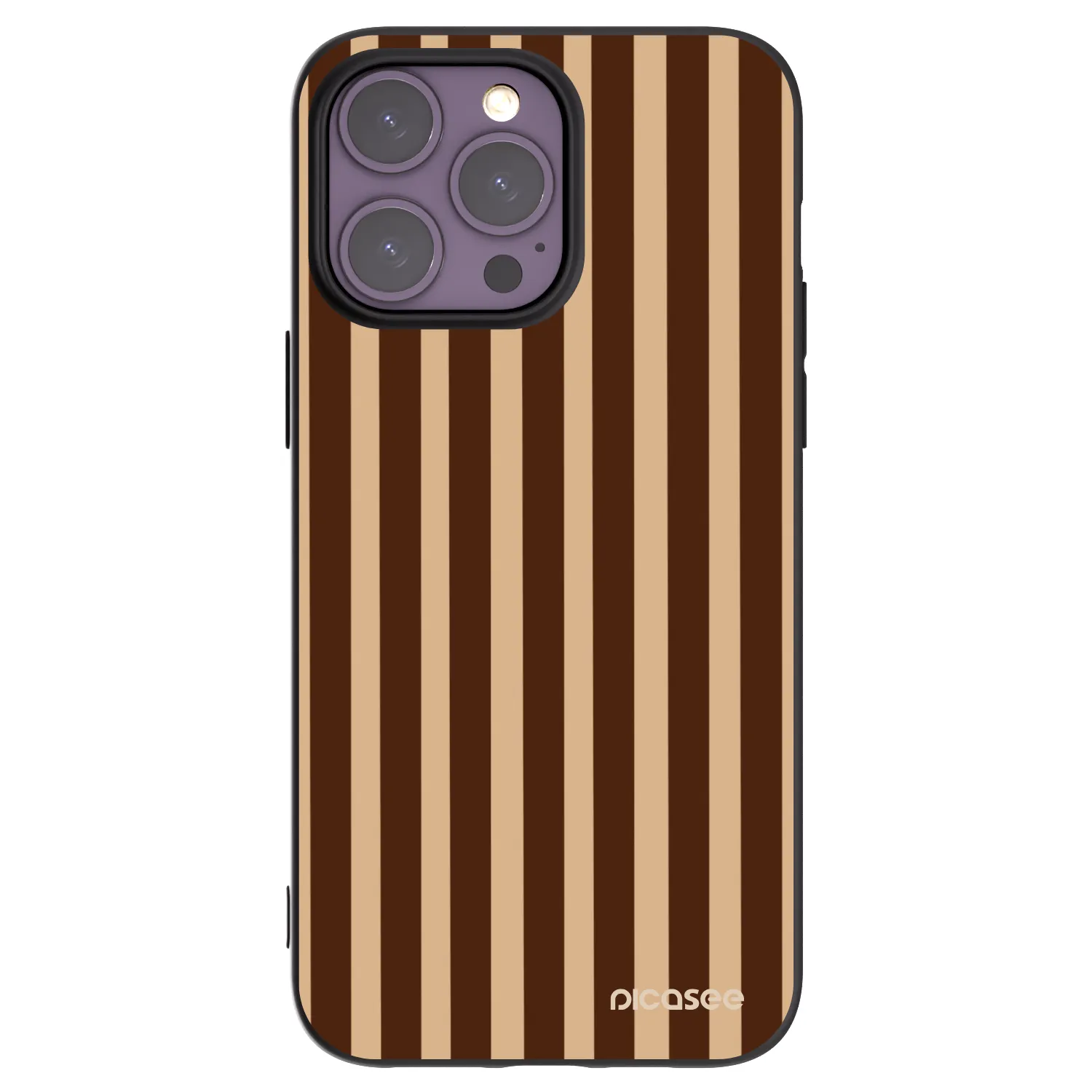 Picasee Μαύρη θήκη σιλικόνης για Apple iPhone 14 Pro Max - Brown lines