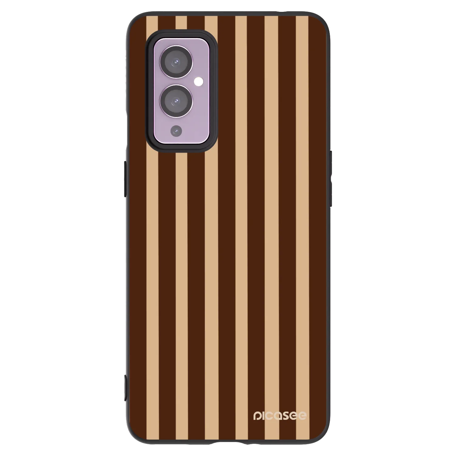 Picasee Μαύρη θήκη σιλικόνης για OnePlus 9 - Brown lines
