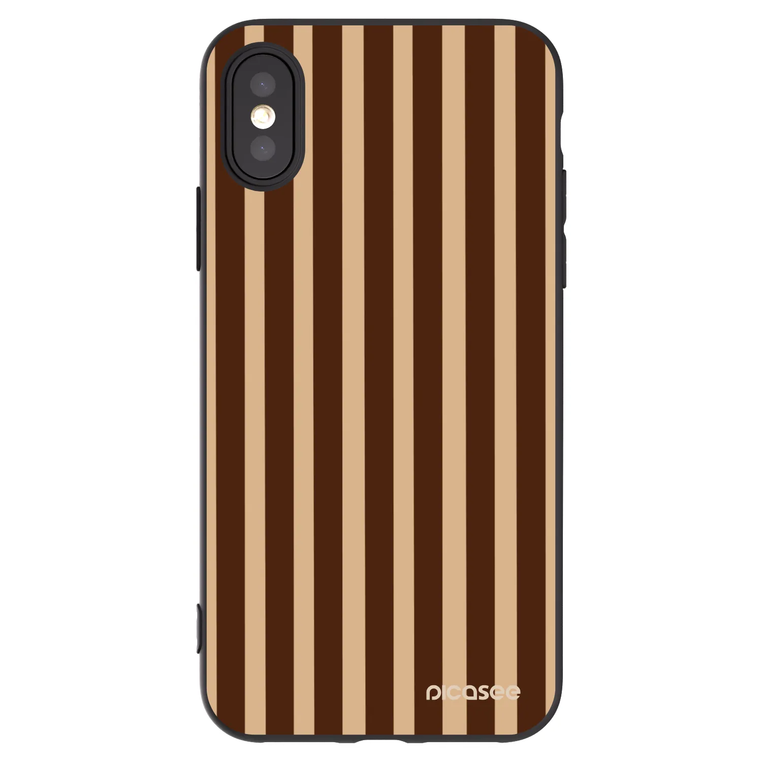 Picasee Μαύρη θήκη σιλικόνης για Apple iPhone X/XS - Brown lines