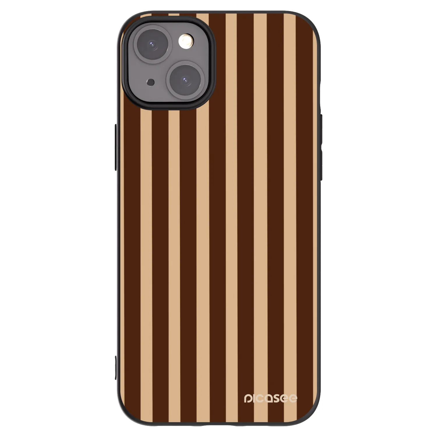 Picasee Μαύρη θήκη σιλικόνης για Apple iPhone 15 Plus - Brown lines