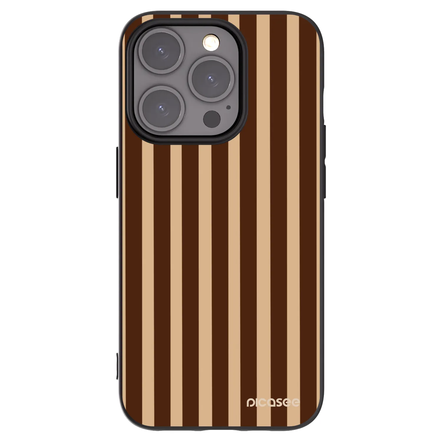 Picasee Μαύρη θήκη σιλικόνης για Apple iPhone 15 Pro - Brown lines