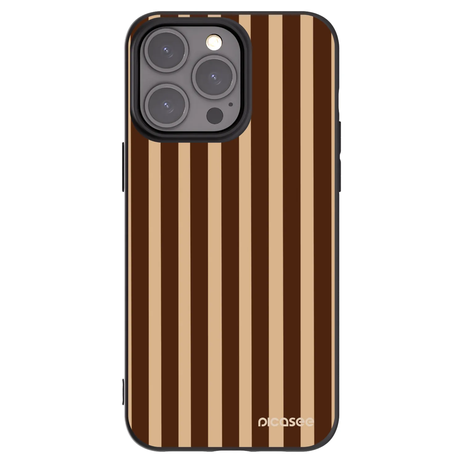 Picasee Μαύρη θήκη σιλικόνης για Apple iPhone 15 Pro Max - Brown lines