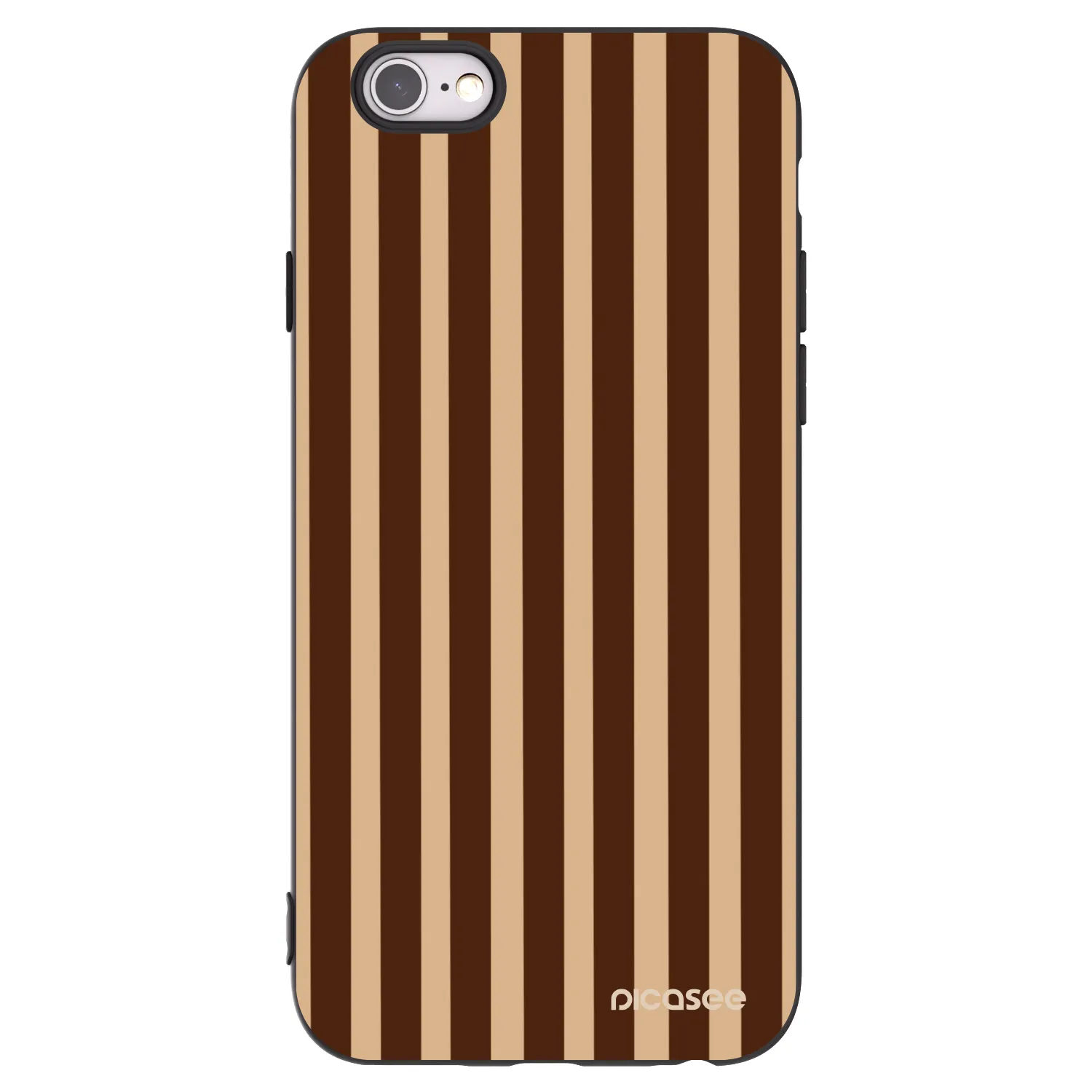 Picasee Μαύρη θήκη σιλικόνης για Apple iPhone 6/6S - Brown lines