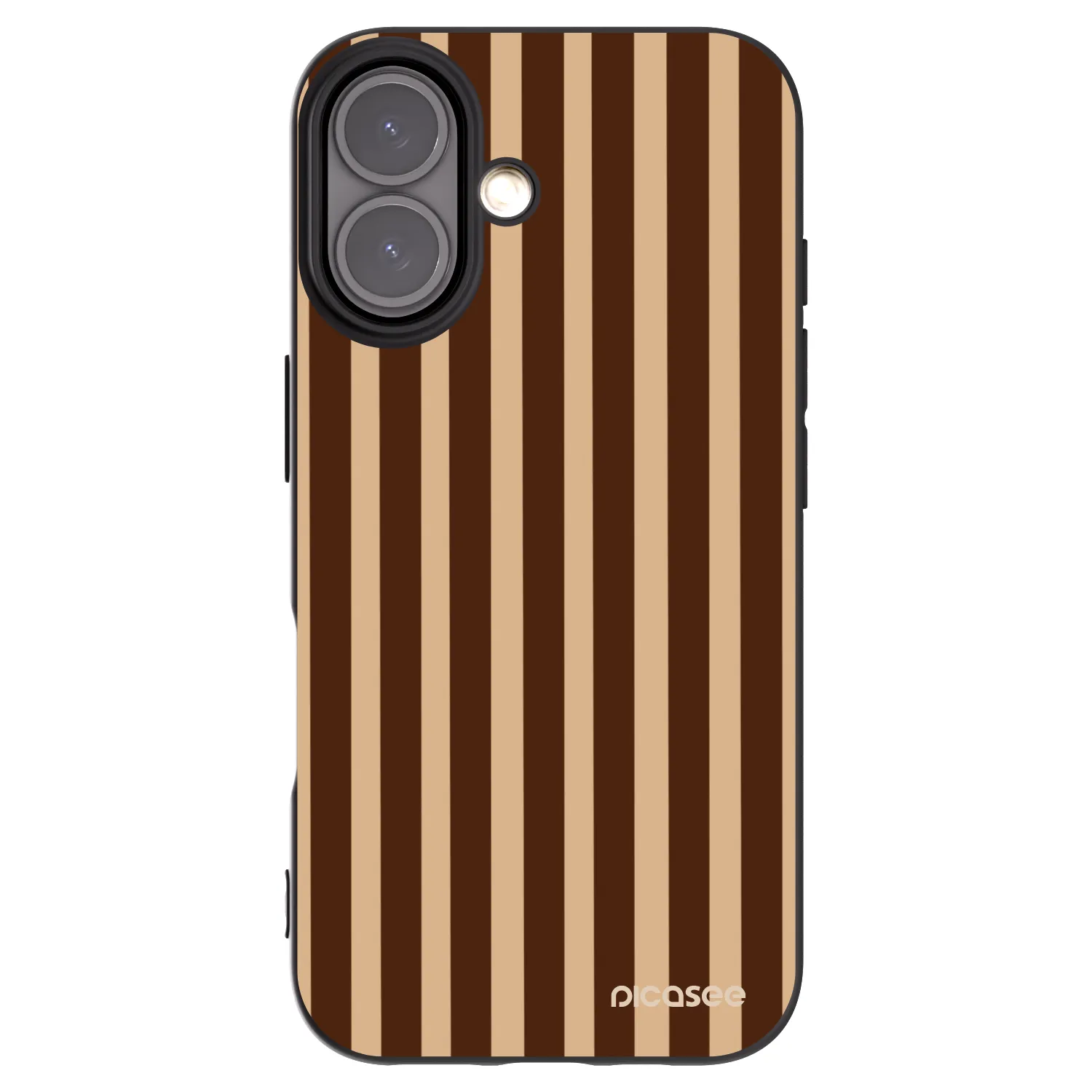Picasee Μαύρη θήκη σιλικόνης για Apple iPhone 16 - Brown lines