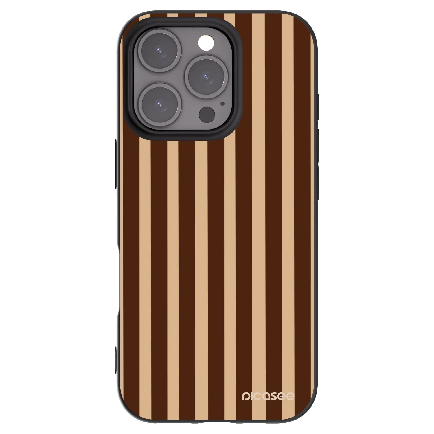 Picasee Μαύρη θήκη σιλικόνης για Apple iPhone 16 Pro - Brown lines