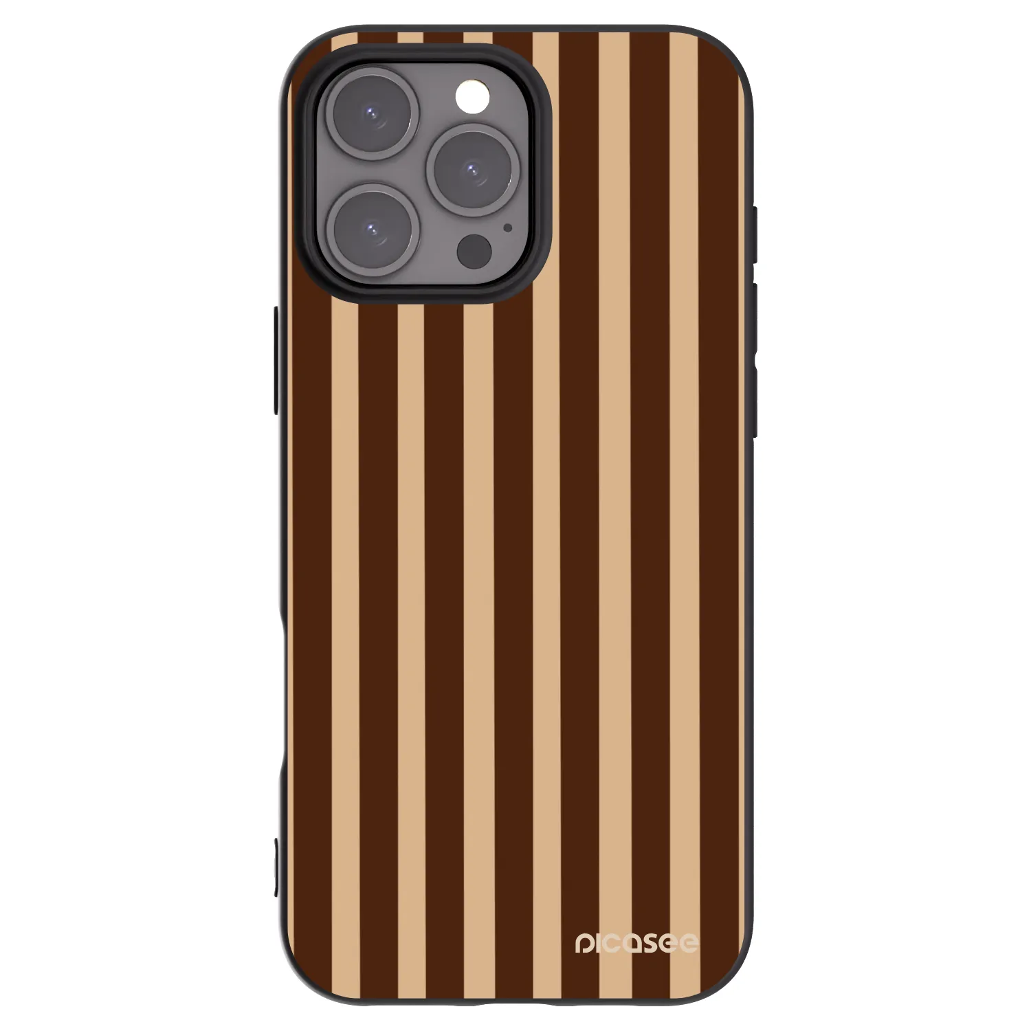 Picasee Μαύρη θήκη σιλικόνης για Apple iPhone 16 Pro Max - Brown lines