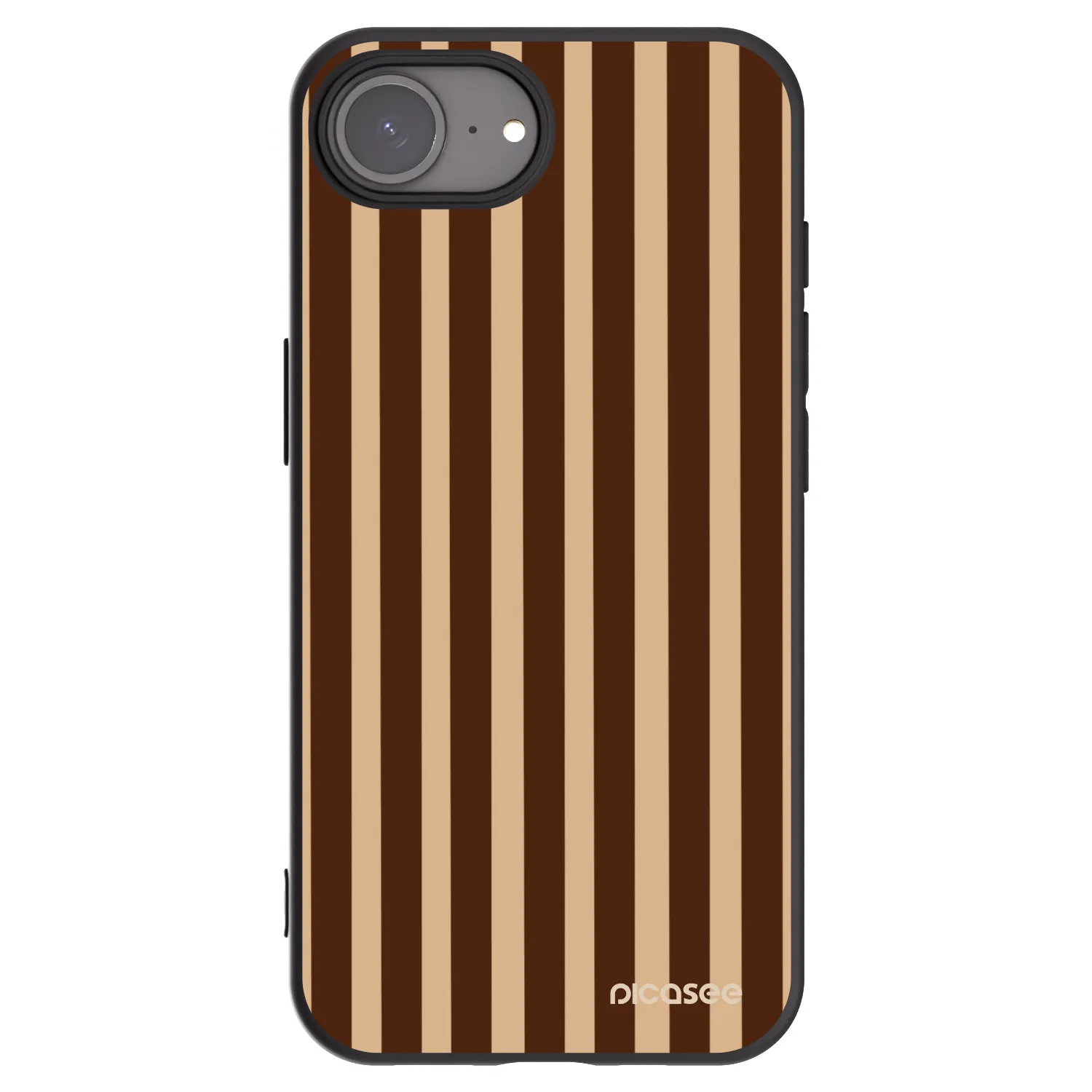 Picasee Μαύρη θήκη σιλικόνης για Apple iPhone 16e - Brown lines